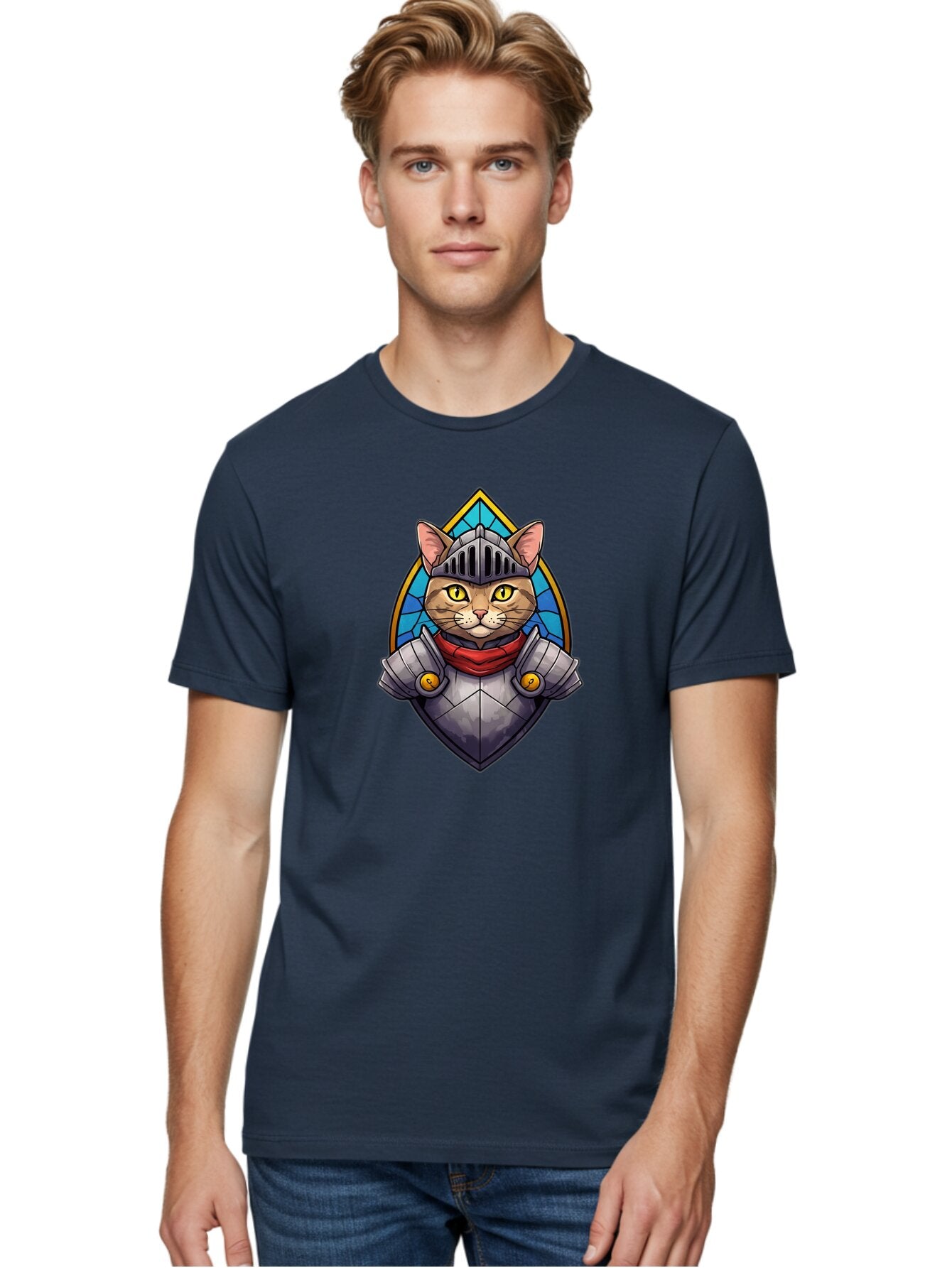 Knight-Cat-2 Men'S Graphic Tee, 100% Cotton, Comfortable Casual Summer Wear, Machine Washable, Vintage Camera, Old Camera, Antique Camera, Black Camera, Classic Photography, Photography Equipment, Nostalgic Device, Film Camera, Camera Art Bar034 30