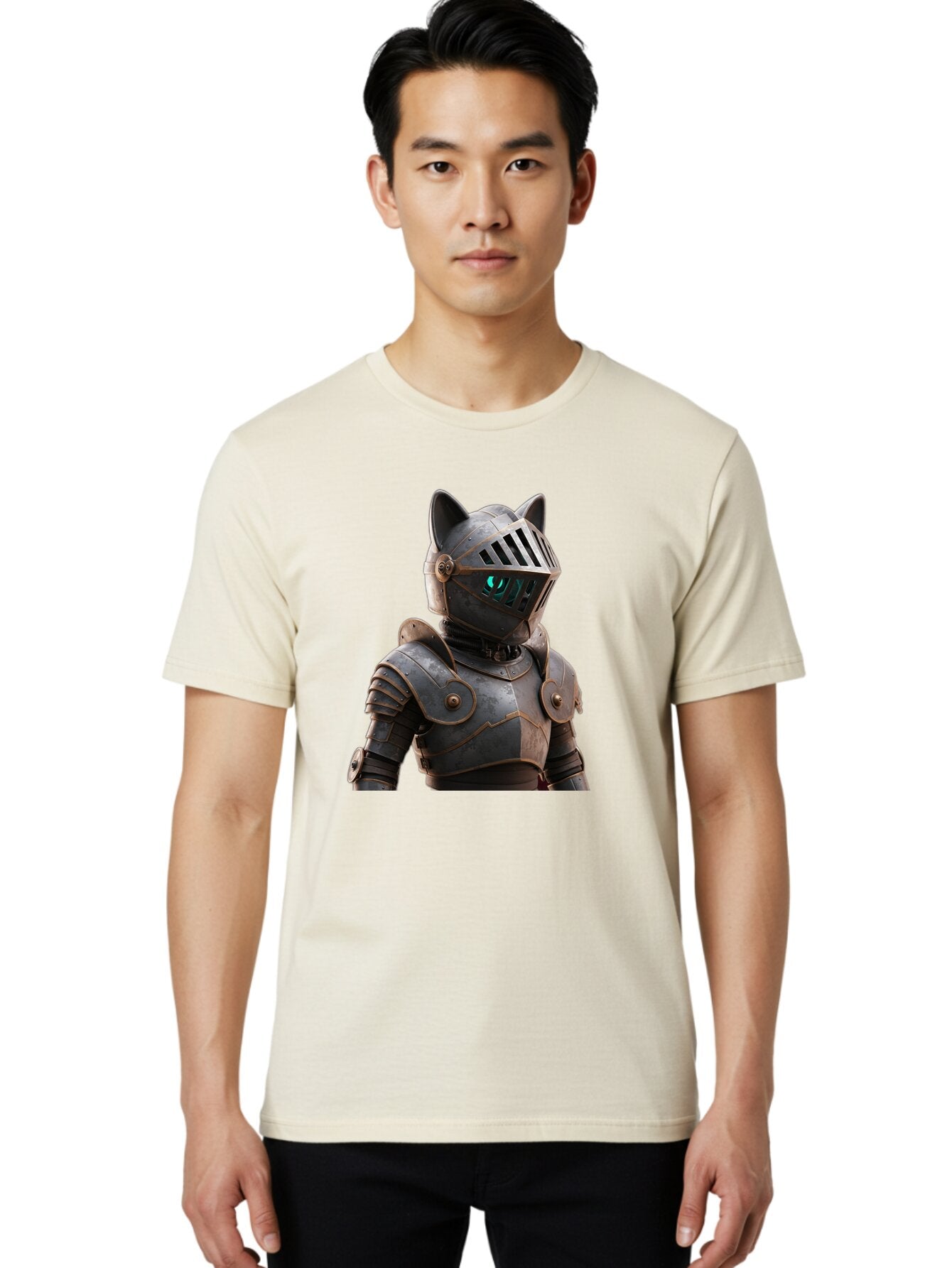 Knight-Cat-3 Men'S Graphic Tee, 100% Cotton, Comfortable Casual Summer Wear, Machine Washable, Vintage Camera, Old Camera, Antique Camera, Black Camera, Classic Photography, Photography Equipment, Nostalgic Device, Film Camera, Camera Art Bar035 16