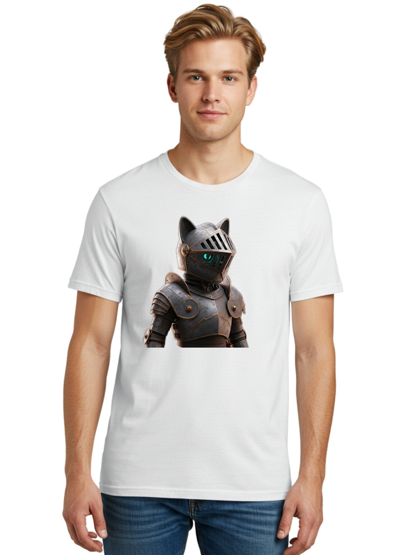 Knight-Cat-3 Men'S Graphic Tee, 100% Cotton, Comfortable Casual Summer Wear, Machine Washable, Vintage Camera, Old Camera, Antique Camera, Black Camera, Classic Photography, Photography Equipment, Nostalgic Device, Film Camera, Camera Art Bar035 26
