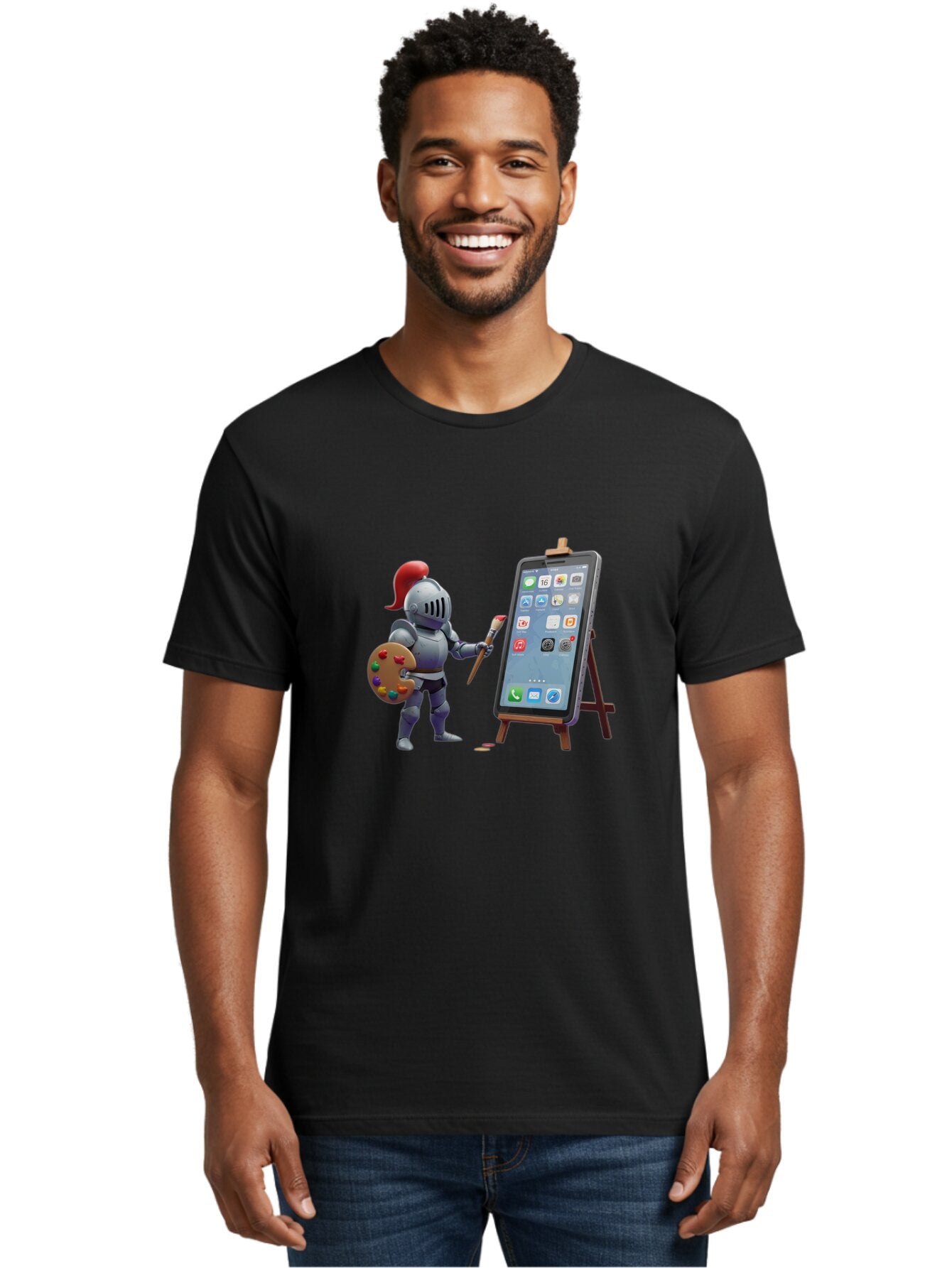 Knight-Painting-Iphone Men'S Graphic Tee, 100% Cotton, Comfortable Casual Summer Wear, Machine Washable, Vintage Camera, Old Camera, Antique Camera, Black Camera, Classic Photography, Photography Equipment, Nostalgic Device, Film Camera, Bar037 27