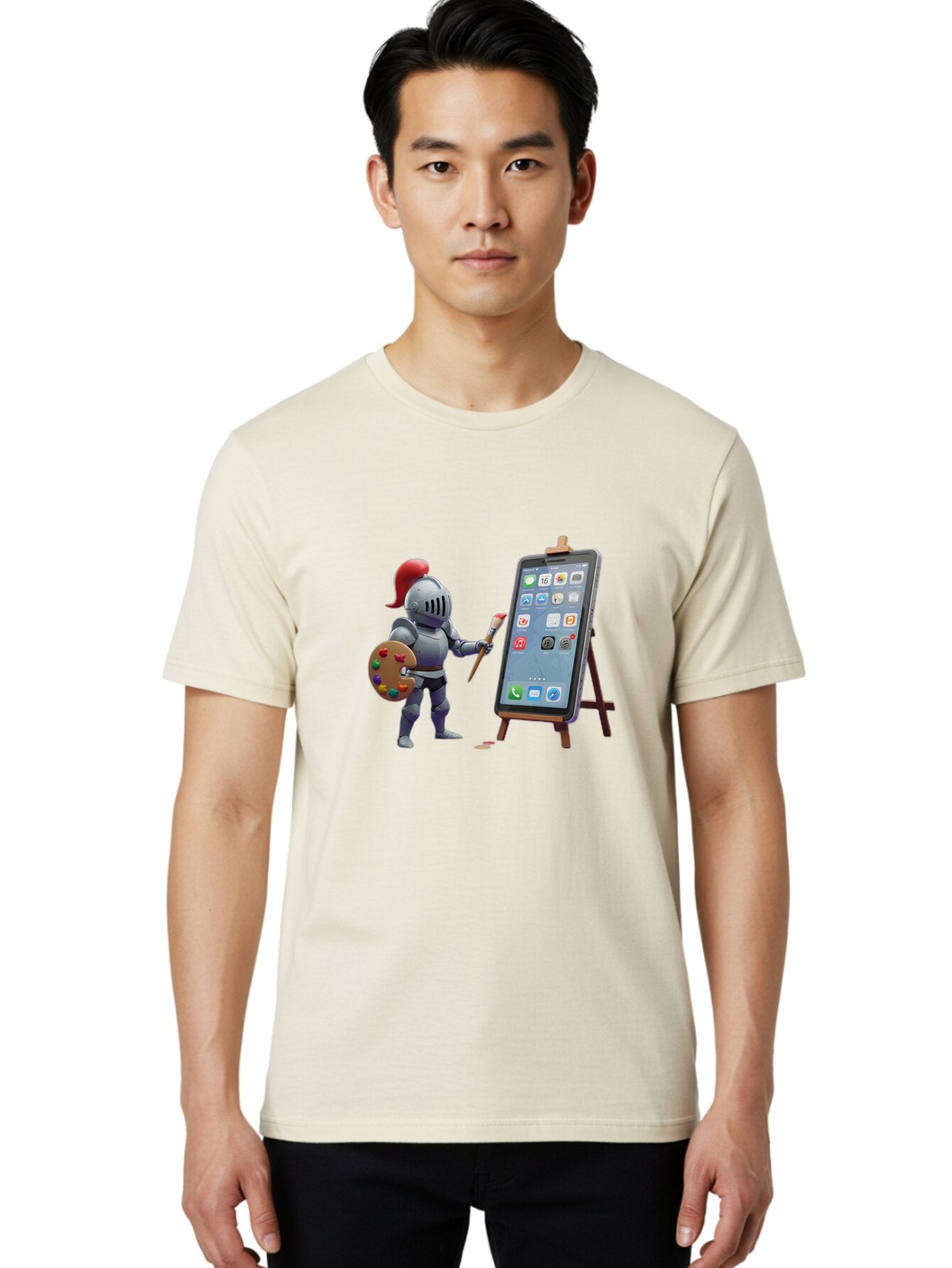 Knight-Painting-Iphone Men'S Graphic Tee, 100% Cotton, Comfortable Casual Summer Wear, Machine Washable, Vintage Camera, Old Camera, Antique Camera, Black Camera, Classic Photography, Photography Equipment, Nostalgic Device, Film Camera, Bar037 20