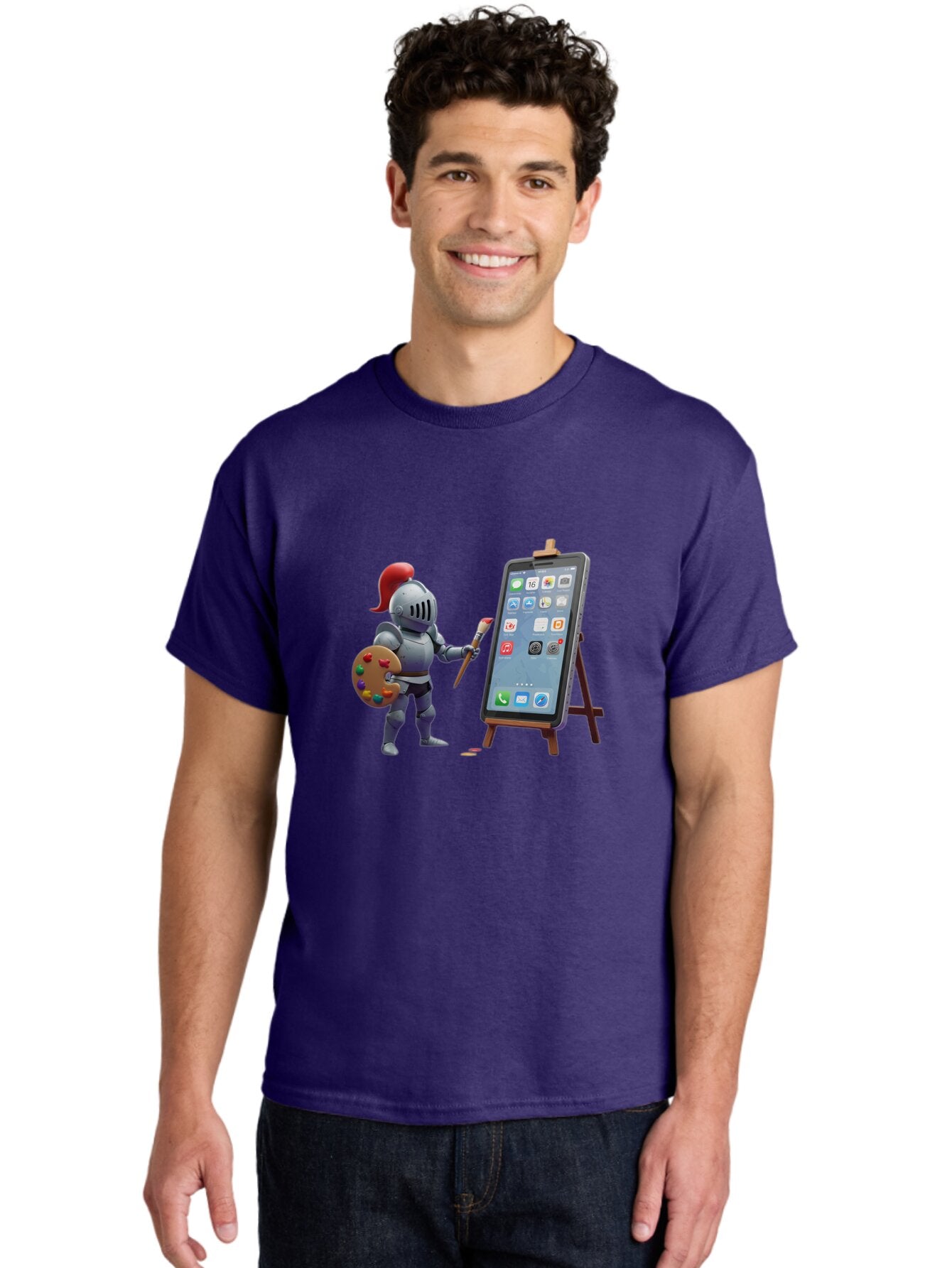 Knight-Painting-Iphone Men'S Graphic Tee, 100% Cotton, Comfortable Casual Summer Wear, Machine Washable, Vintage Camera, Old Camera, Antique Camera, Black Camera, Classic Photography, Photography Equipment, Nostalgic Device, Film Camera, Bar037 24