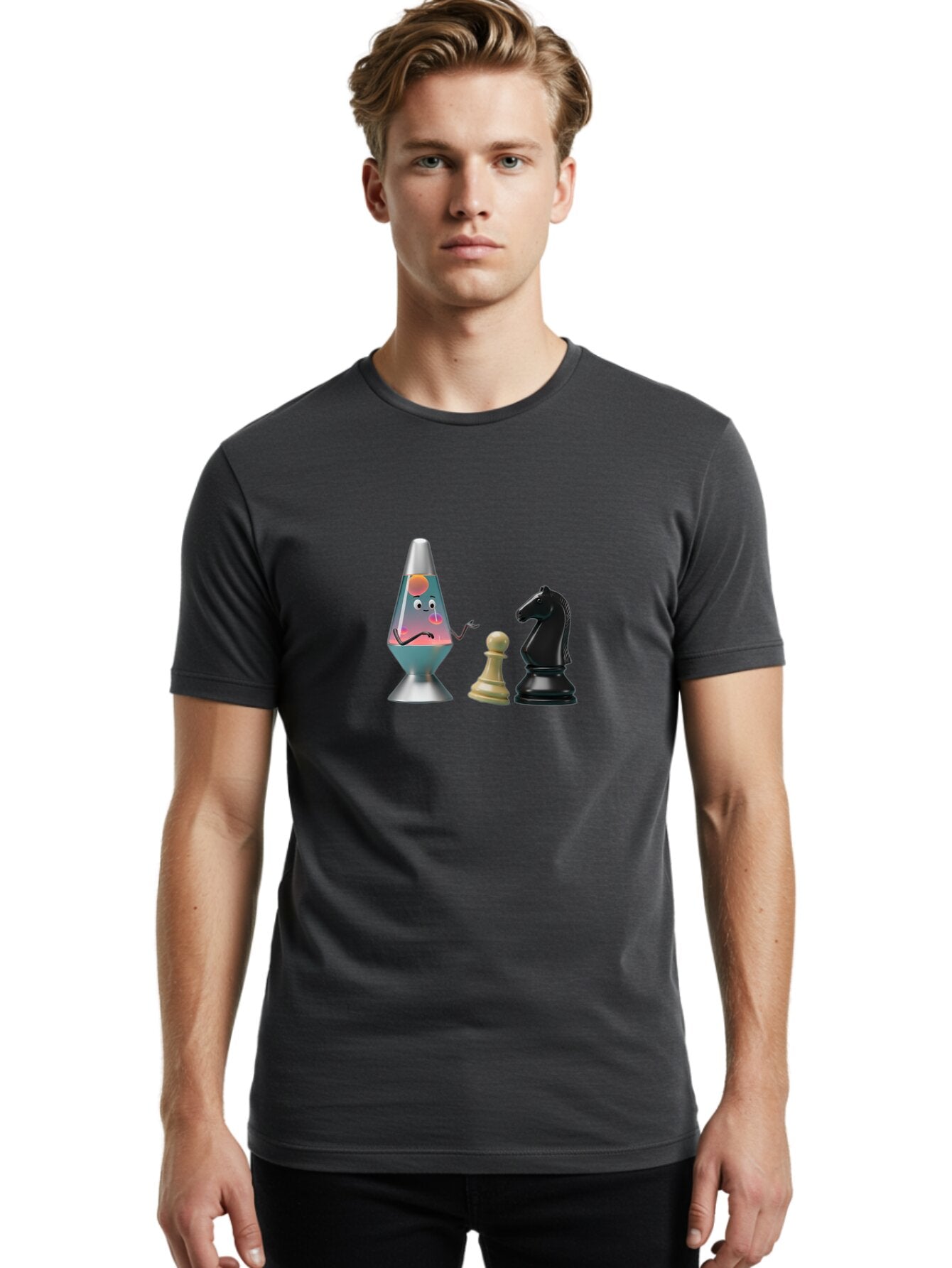 Lava-Lamp-Character-And-Chess-Pieces Men'S Graphic Tee, 100% Cotton, Comfortable Casual Summer Wear, Machine Washable, Vintage Camera, Old Camera, Antique Camera, Black Camera, Classic Photography, Photography Equipment, Nostalgic Device, Bar061 26