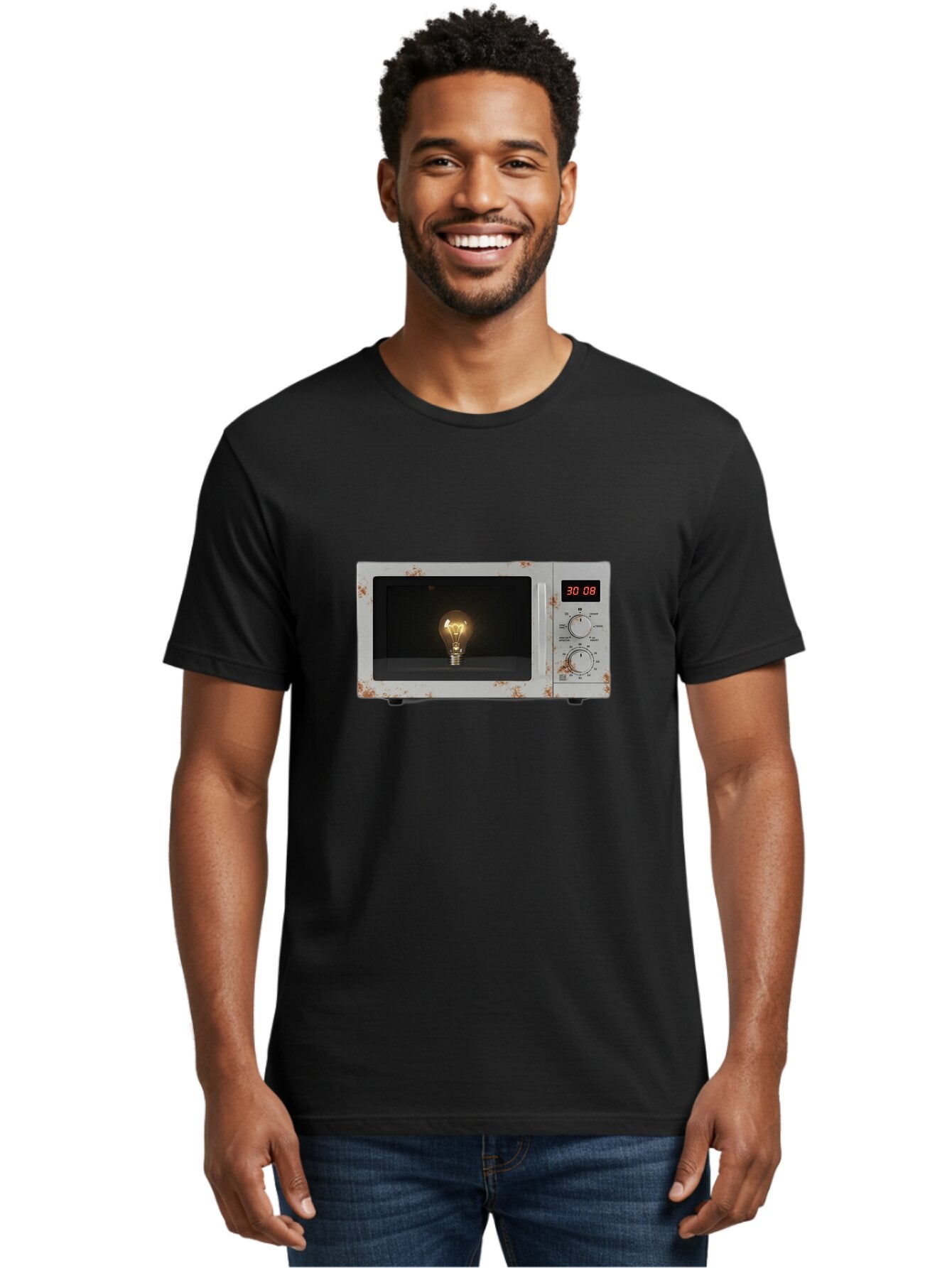 Light-Bulb-In-Microwave Men'S Graphic Tee, 100% Cotton, Comfortable Casual Summer Wear, Machine Washable, Vintage Camera, Old Camera, Antique Camera, Black Camera, Classic Photography, Photography Equipment, Nostalgic Device, Film Camera, Bar075 18