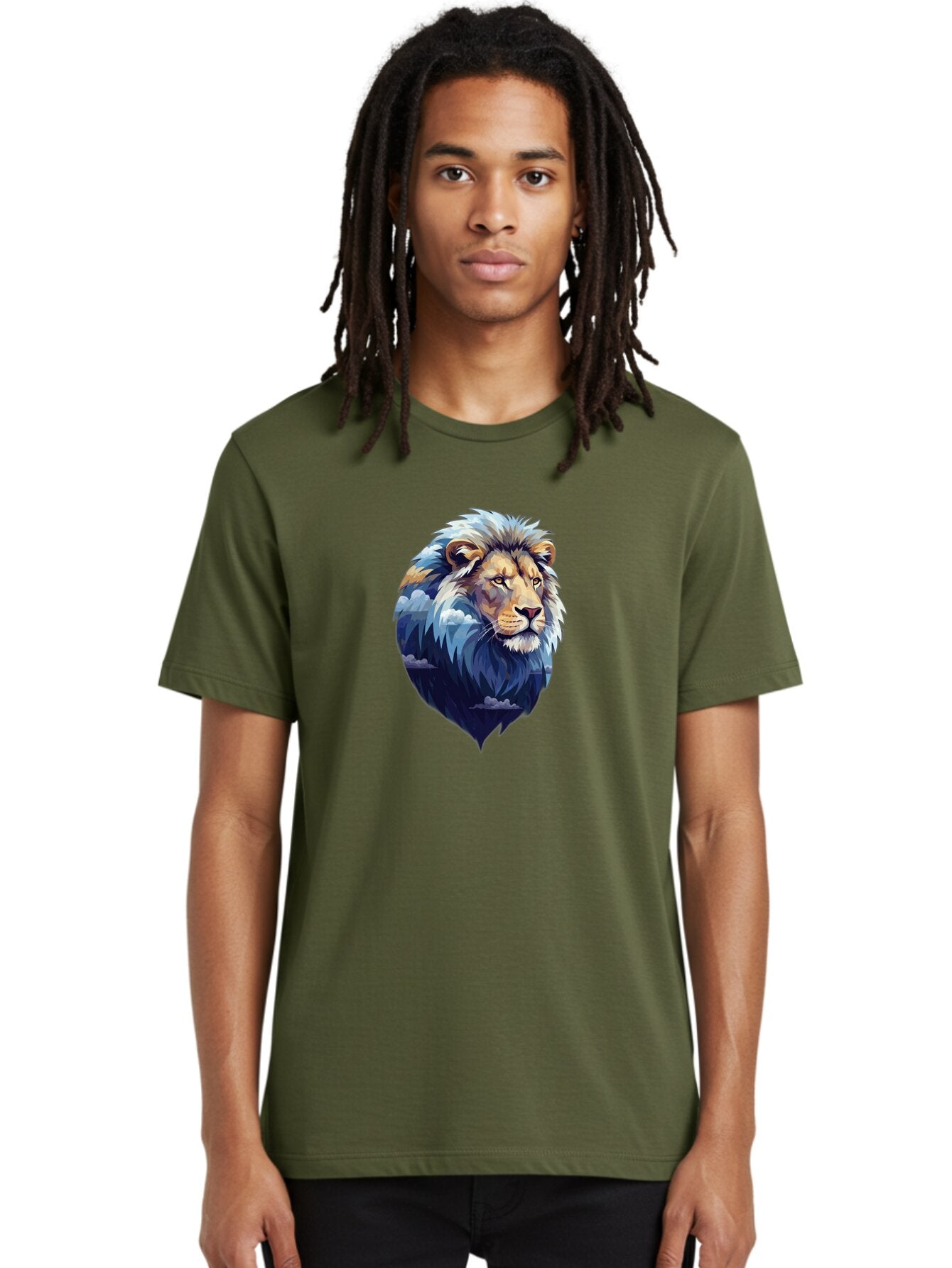 Lion-Double-Exposure Men'S Graphic Tee, 100% Cotton, Comfortable Casual Summer Wear, Machine Washable, Vintage Camera, Old Camera, Antique Camera, Black Camera, Classic Photography, Photography Equipment, Nostalgic Device, Film Camera, Bar081 29