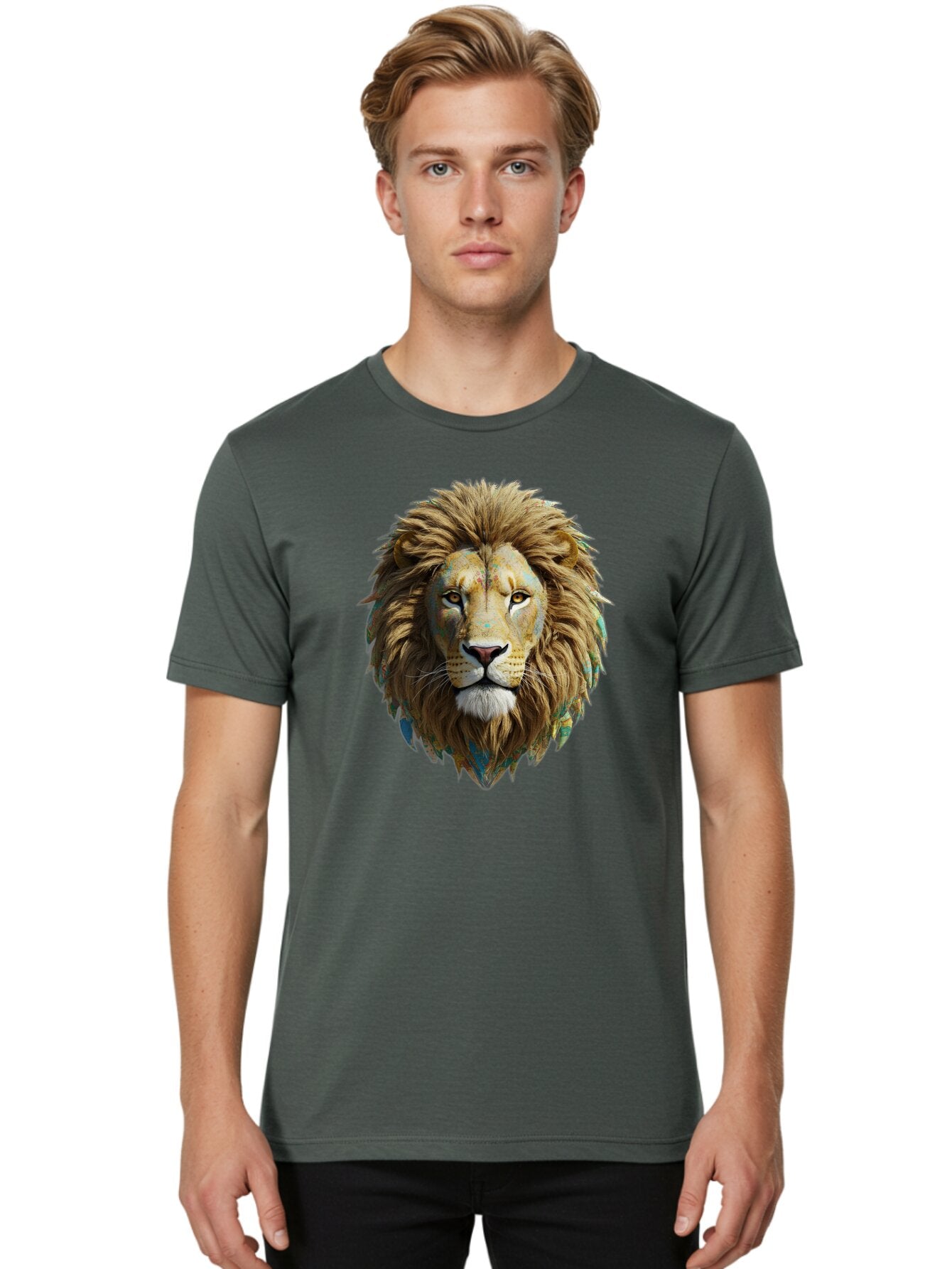 Lion-Head-3 Men'S Graphic Tee, 100% Cotton, Comfortable Casual Summer Wear, Machine Washable, Vintage Camera, Old Camera, Antique Camera, Black Camera, Classic Photography, Photography Equipment, Nostalgic Device, Film Camera, Camera Art Bar084 18