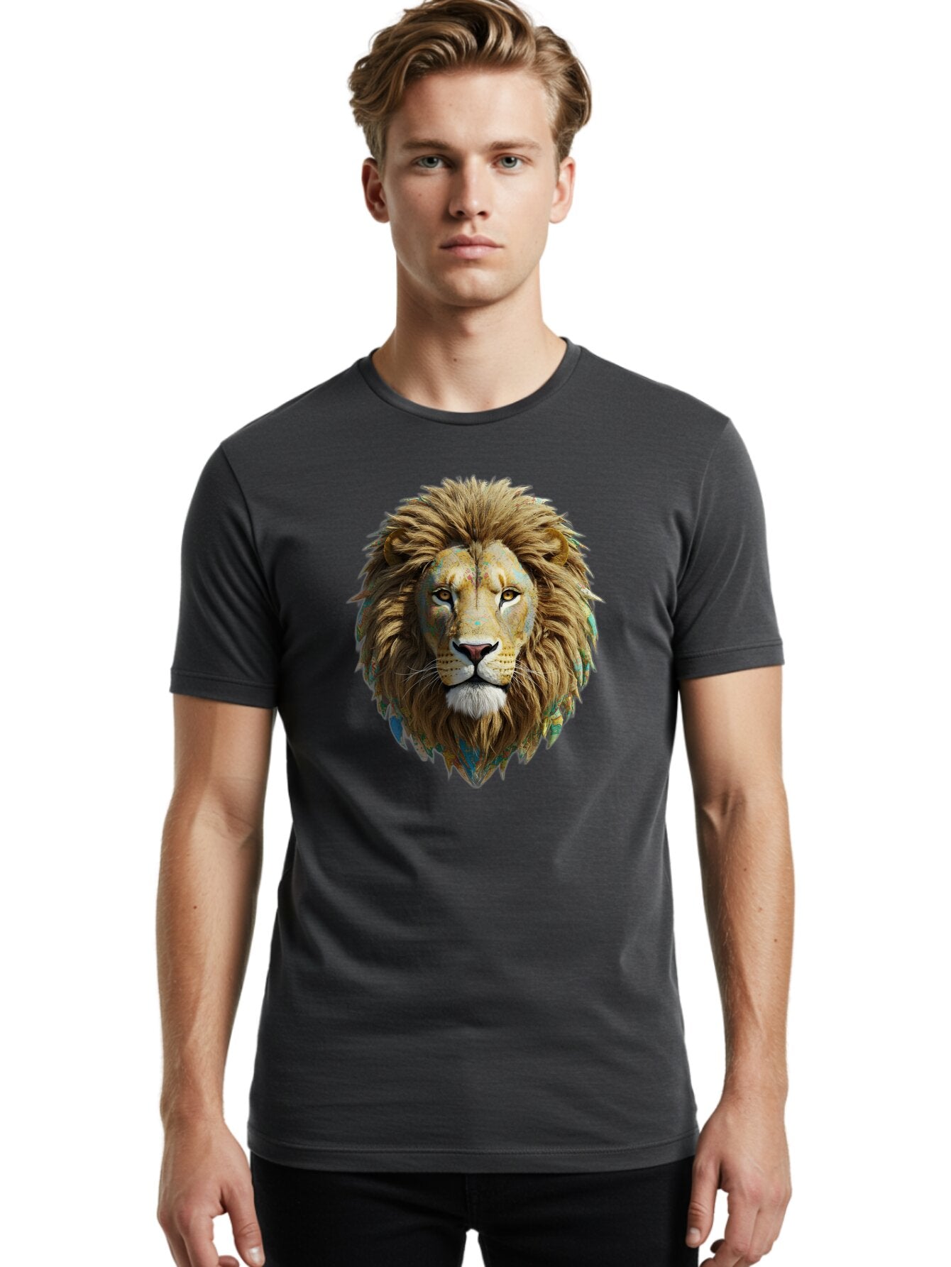 Lion-Head-3 Men'S Graphic Tee, 100% Cotton, Comfortable Casual Summer Wear, Machine Washable, Vintage Camera, Old Camera, Antique Camera, Black Camera, Classic Photography, Photography Equipment, Nostalgic Device, Film Camera, Camera Art Bar084 23