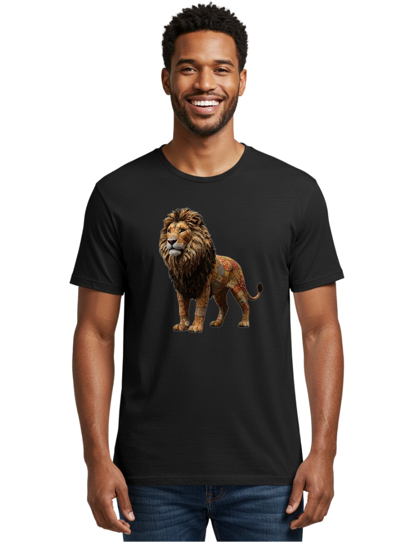 Lion-Mosaic Men'S Graphic Tee, 100% Cotton, Comfortable Casual Summer Wear, Machine Washable, Vintage Camera, Old Camera, Antique Camera, Black Camera, Classic Photography, Photography Equipment, Nostalgic Device, Film Camera, Camera Art Bar086 21