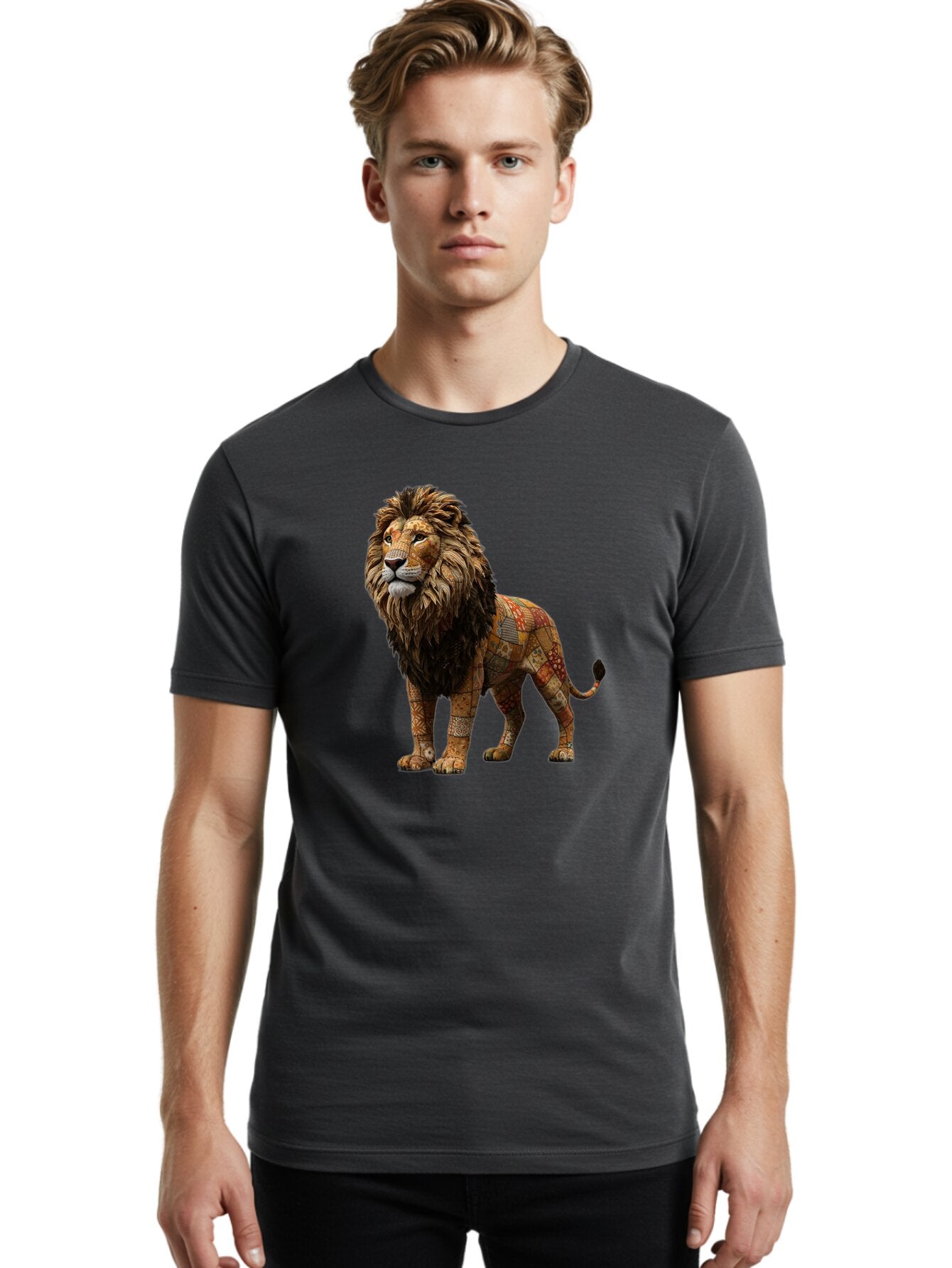 Lion-Mosaic Men'S Graphic Tee, 100% Cotton, Comfortable Casual Summer Wear, Machine Washable, Vintage Camera, Old Camera, Antique Camera, Black Camera, Classic Photography, Photography Equipment, Nostalgic Device, Film Camera, Camera Art Bar086 23