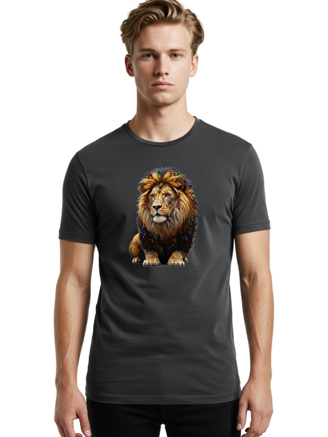 Lion-With-Butterflies Men'S Graphic Tee, 100% Cotton, Comfortable Casual Summer Wear, Machine Washable, Vintage Camera, Old Camera, Antique Camera, Black Camera, Classic Photography, Photography Equipment, Nostalgic Device, Film Camera, Bar088 30