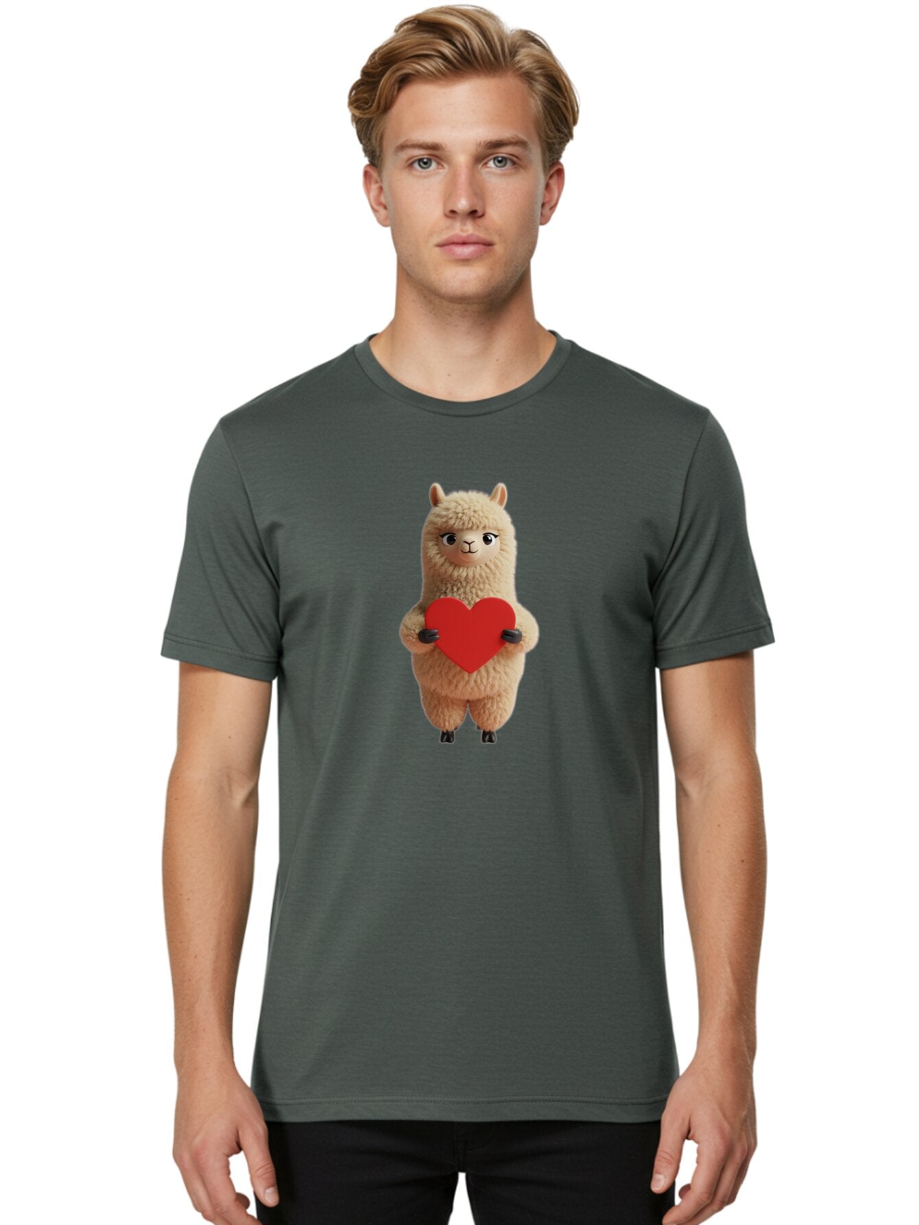 Llama-Holding-Heart Men'S Graphic Tee, 100% Cotton, Comfortable Casual Summer Wear, Machine Washable, Vintage Camera, Old Camera, Antique Camera, Black Camera, Classic Photography, Photography Equipment, Nostalgic Device, Film Camera, Bar092 25