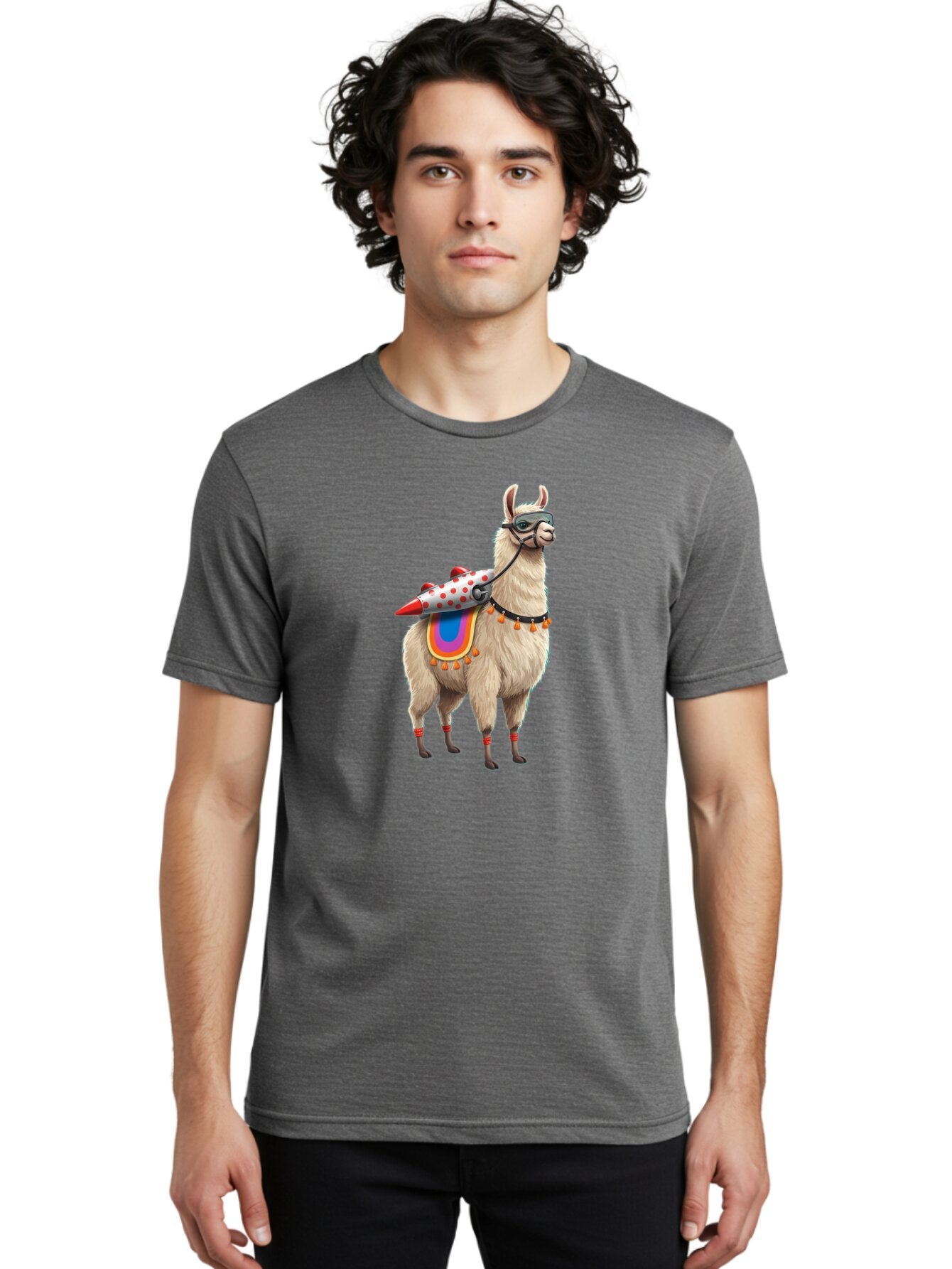 Llama-With-Rocket-1 Men'S Graphic Tee, 100% Cotton, Comfortable Casual Summer Wear, Machine Washable, Vintage Camera, Old Camera, Antique Camera, Black Camera, Classic Photography, Photography Equipment, Nostalgic Device, Film Camera, Bar099 23