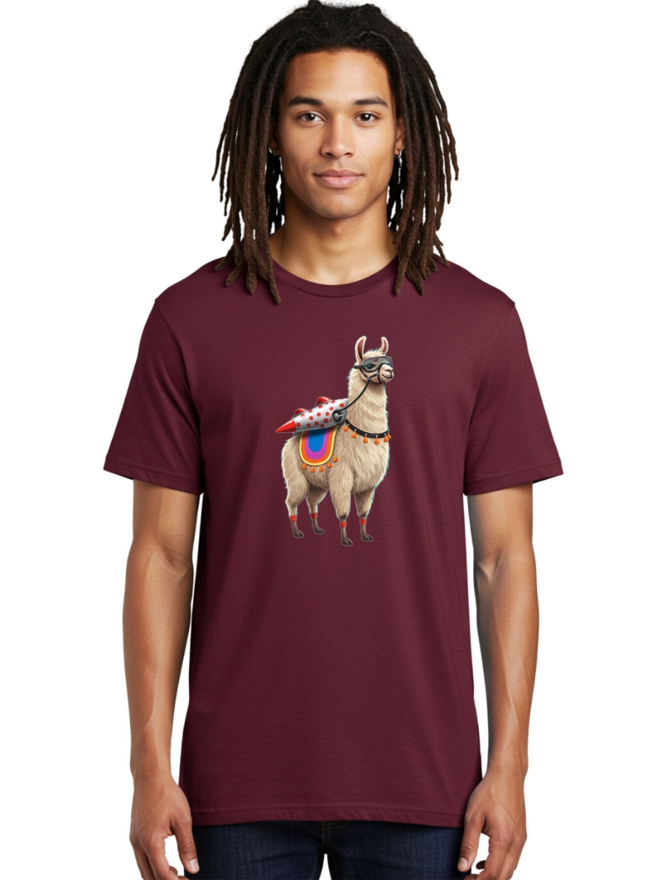 Llama-With-Rocket-1 Men'S Graphic Tee, 100% Cotton, Comfortable Casual Summer Wear, Machine Washable, Vintage Camera, Old Camera, Antique Camera, Black Camera, Classic Photography, Photography Equipment, Nostalgic Device, Film Camera, Bar099 17