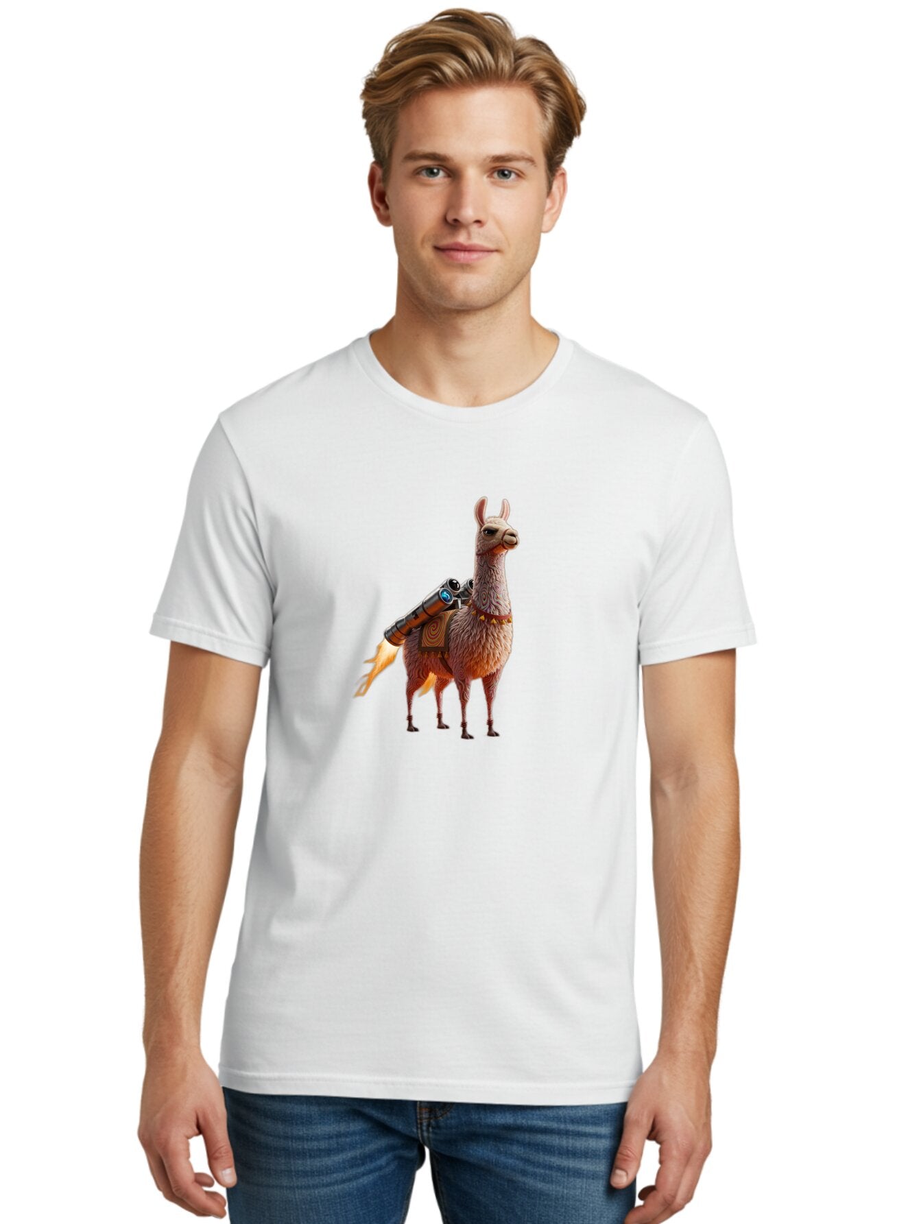 Llama-With-Rocket-2 Men'S Graphic Tee, 100% Cotton, Comfortable Casual Summer Wear, Machine Washable, Vintage Camera, Old Camera, Antique Camera, Black Camera, Classic Photography, Photography Equipment, Nostalgic Device, Film Camera, Bar100 18