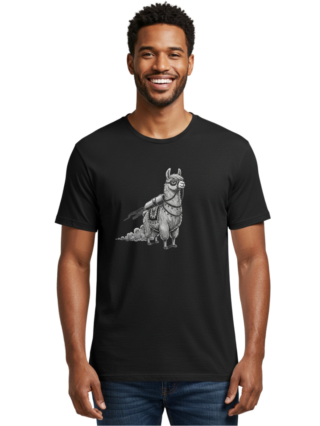 Llama-With-Rocket-Pack-1 Men'S Graphic Tee, 100% Cotton, Comfortable Casual Summer Wear, Machine Washable, Vintage Camera, Old Camera, Antique Camera, Black Camera, Classic Photography, Photography Equipment, Nostalgic Device, Film Camera, Bar102 26