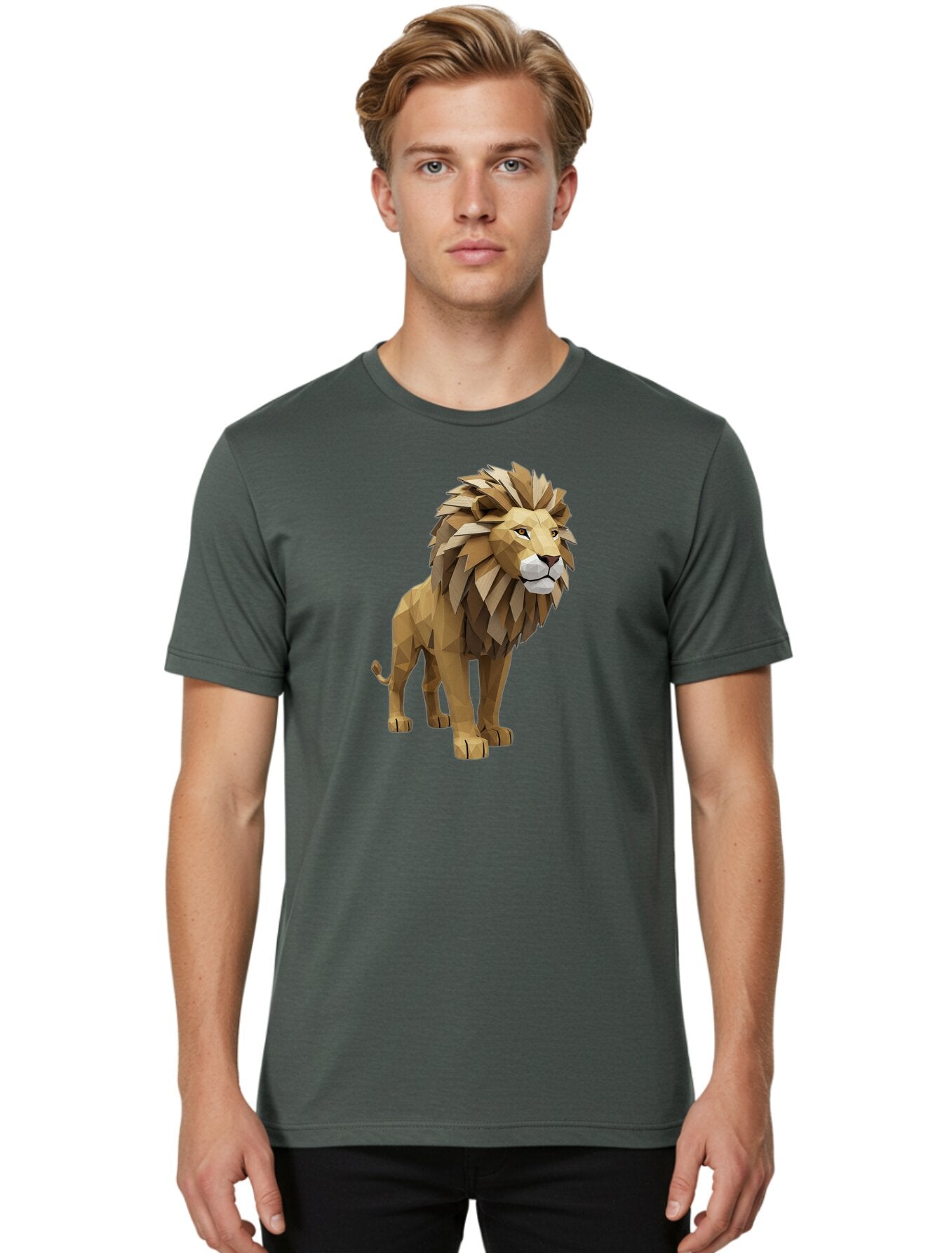 Low-Poly-Lion Men'S Graphic Tee, 100% Cotton, Comfortable Casual Summer Wear, Machine Washable, Vintage Camera, Old Camera, Antique Camera, Black Camera, Classic Photography, Photography Equipment, Nostalgic Device, Film Camera, Camera Art Bar115 30