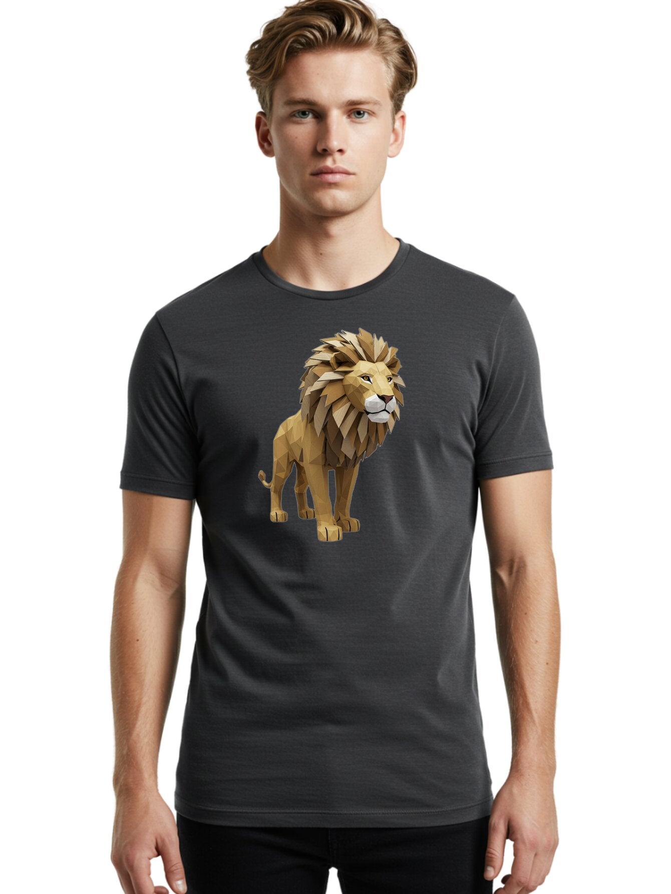 Low-Poly-Lion Men'S Graphic Tee, 100% Cotton, Comfortable Casual Summer Wear, Machine Washable, Vintage Camera, Old Camera, Antique Camera, Black Camera, Classic Photography, Photography Equipment, Nostalgic Device, Film Camera, Camera Art Bar115 17