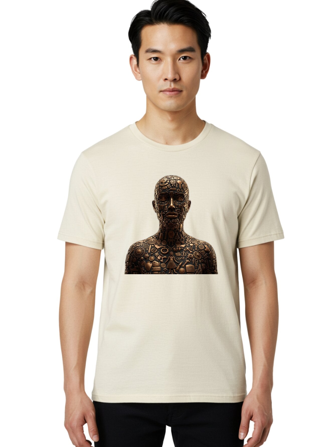 Man-Made-Of-Mechanical-Parts Men'S Graphic Tee, 100% Cotton, Comfortable Casual Summer Wear, Machine Washable, Vintage Camera, Old Camera, Antique Camera, Black Camera, Classic Photography, Photography Equipment, Nostalgic Device, Film Camera, Bar120 28