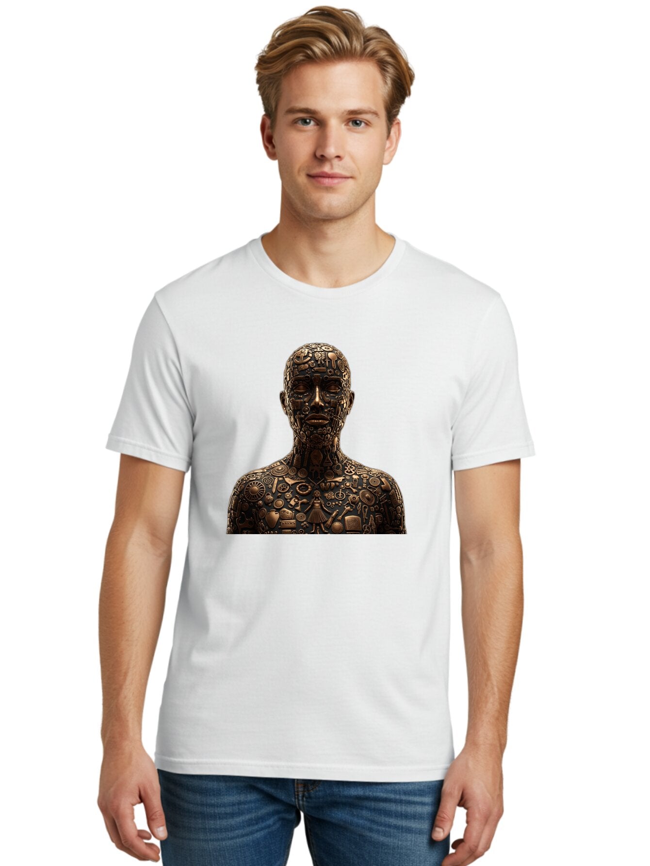 Man-Made-Of-Mechanical-Parts Men'S Graphic Tee, 100% Cotton, Comfortable Casual Summer Wear, Machine Washable, Vintage Camera, Old Camera, Antique Camera, Black Camera, Classic Photography, Photography Equipment, Nostalgic Device, Film Camera, Bar120 21