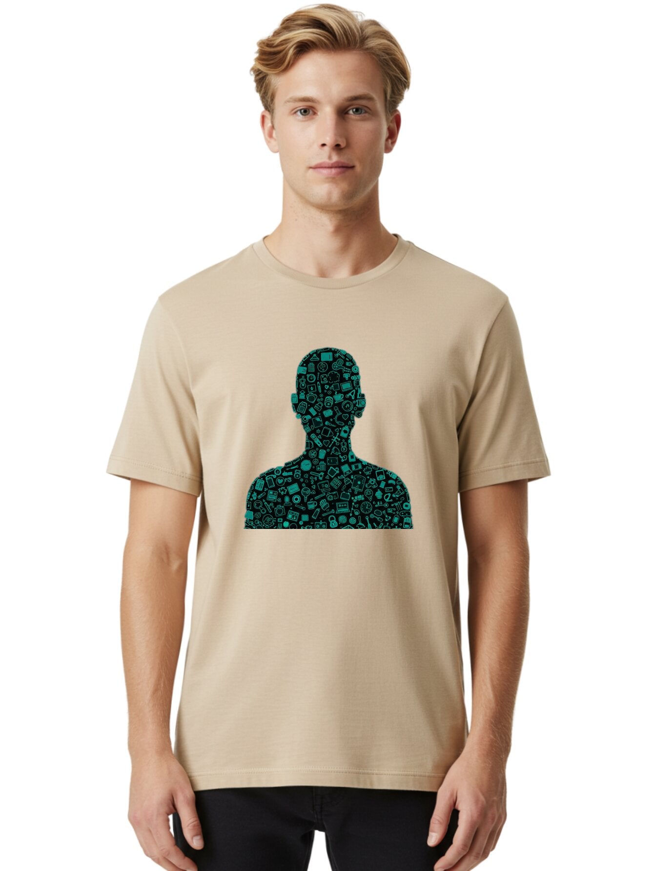 Man-Silhouette Men'S Graphic Tee, 100% Cotton, Comfortable Casual Summer Wear, Machine Washable, Vintage Camera, Old Camera, Antique Camera, Black Camera, Classic Photography, Photography Equipment, Nostalgic Device, Film Camera, Camera Art Bar121 28