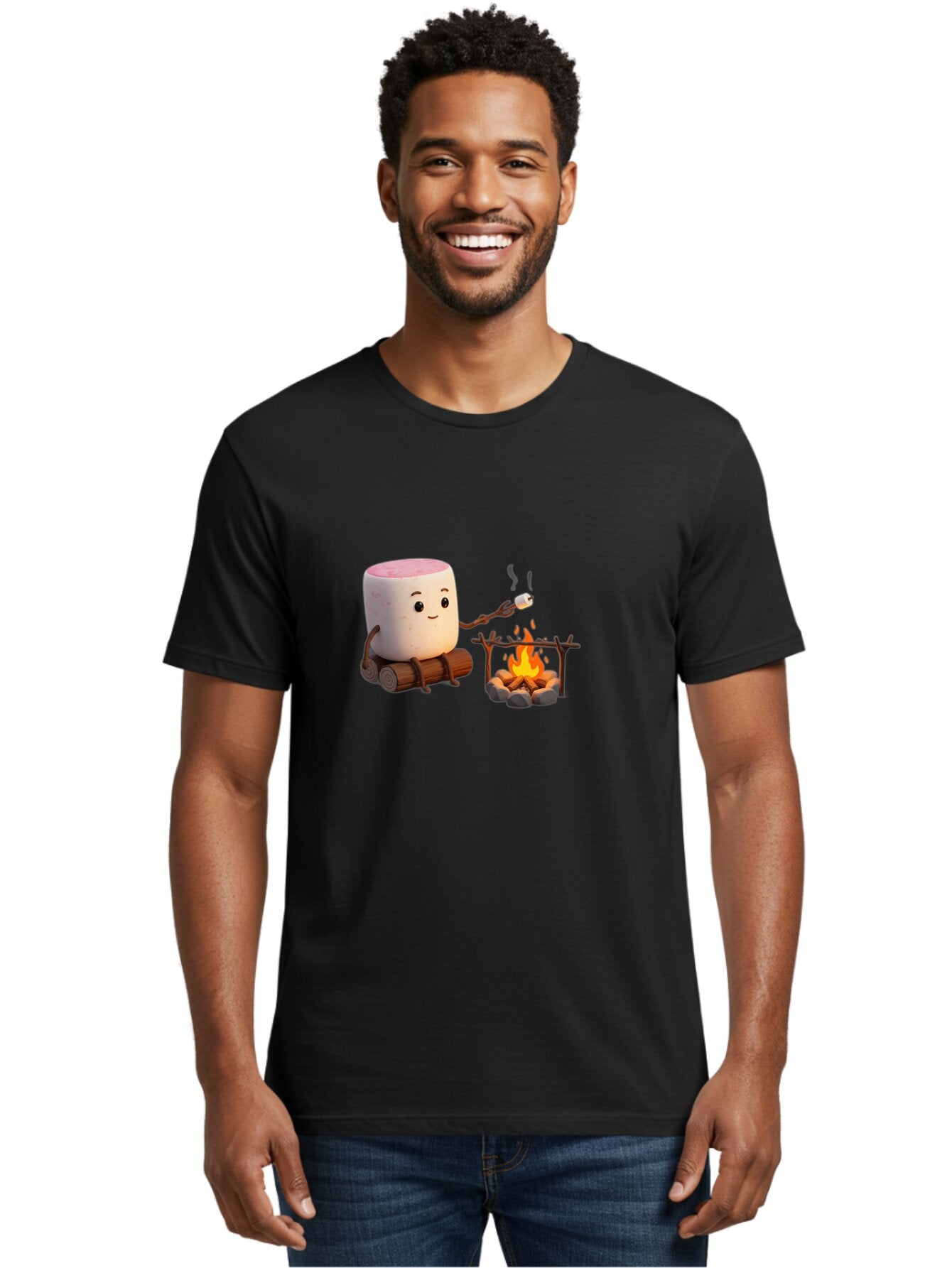 Marshmallow-Man Men'S Graphic Tee, 100% Cotton, Comfortable Casual Summer Wear, Machine Washable, Vintage Camera, Old Camera, Antique Camera, Black Camera, Classic Photography, Photography Equipment, Nostalgic Device, Film Camera, Camera Art Bar128 27