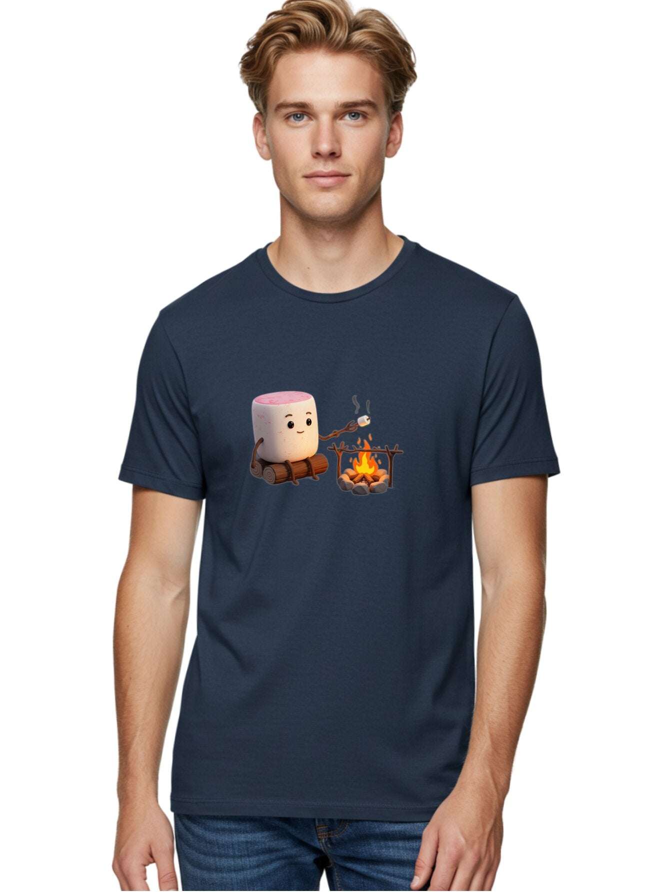 Marshmallow-Man Men'S Graphic Tee, 100% Cotton, Comfortable Casual Summer Wear, Machine Washable, Vintage Camera, Old Camera, Antique Camera, Black Camera, Classic Photography, Photography Equipment, Nostalgic Device, Film Camera, Camera Art Bar128 29