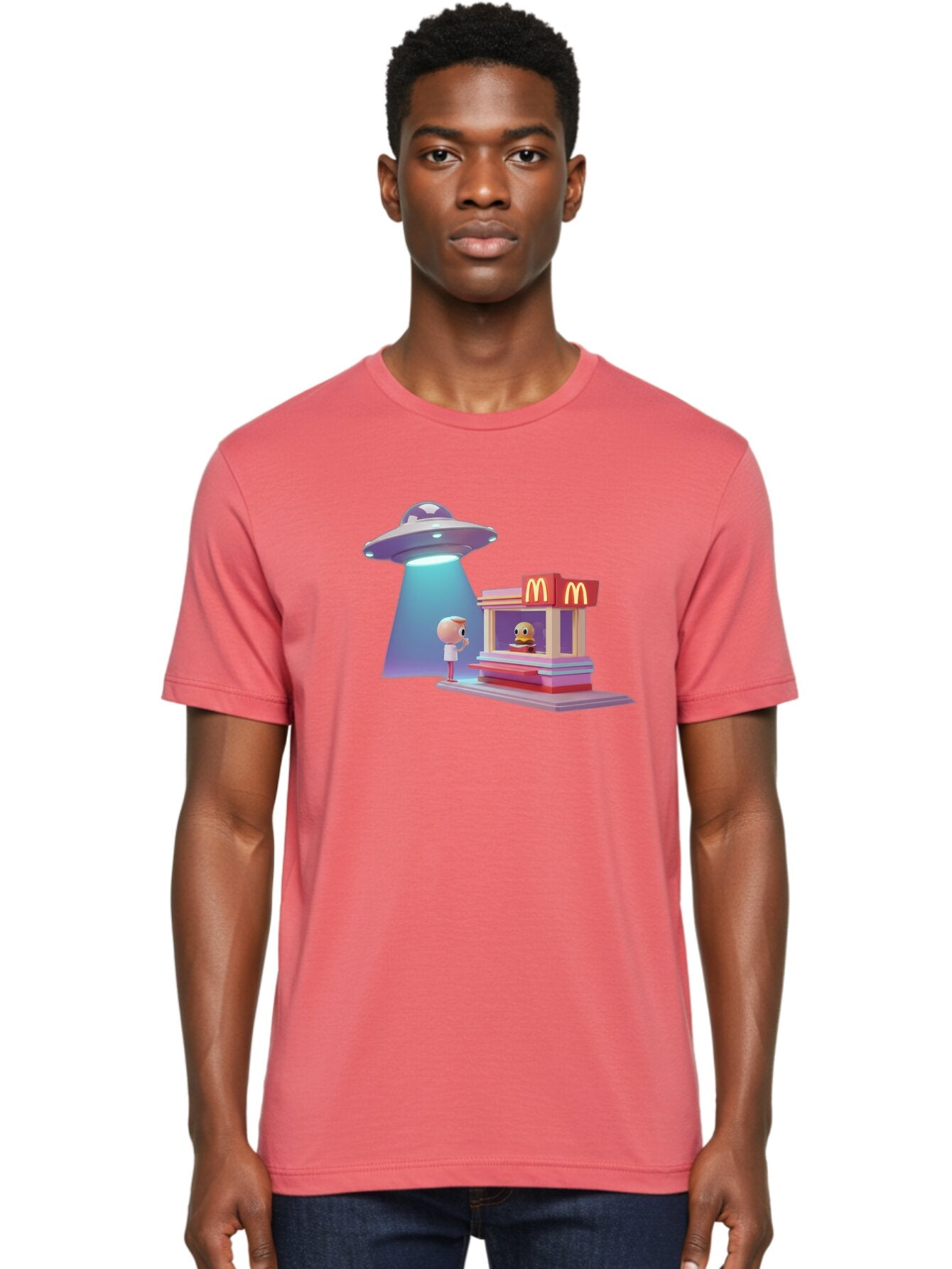 Mcdonald-S-Ufo Men'S Graphic Tee, 100% Cotton, Comfortable Casual Summer Wear, Machine Washable, Vintage Camera, Old Camera, Antique Camera, Black Camera, Classic Photography, Photography Equipment, Nostalgic Device, Film Camera, Camera Art Bar130 28