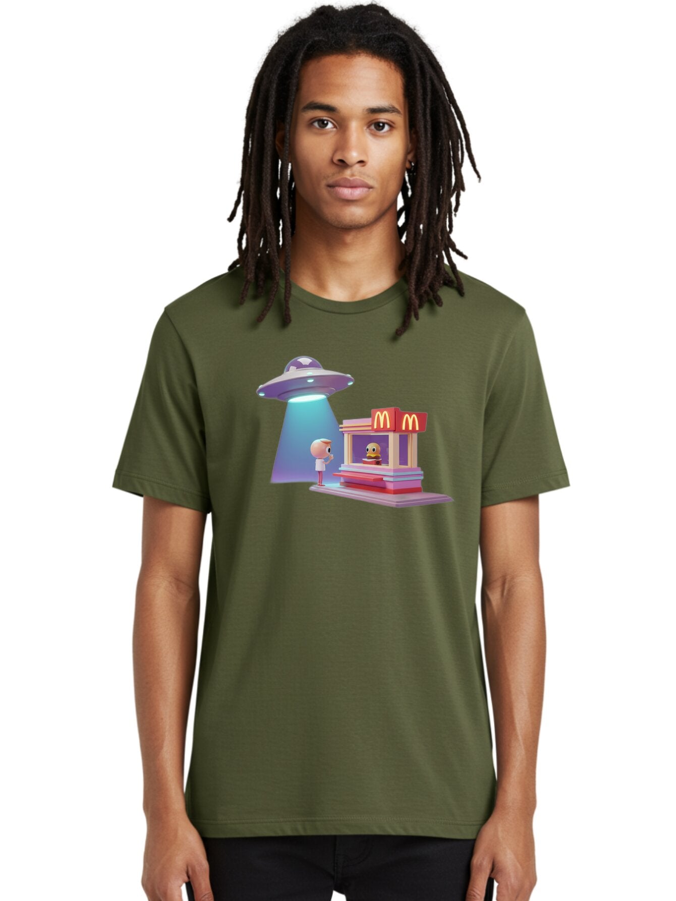 Mcdonald-S-Ufo Men'S Graphic Tee, 100% Cotton, Comfortable Casual Summer Wear, Machine Washable, Vintage Camera, Old Camera, Antique Camera, Black Camera, Classic Photography, Photography Equipment, Nostalgic Device, Film Camera, Camera Art Bar130 16