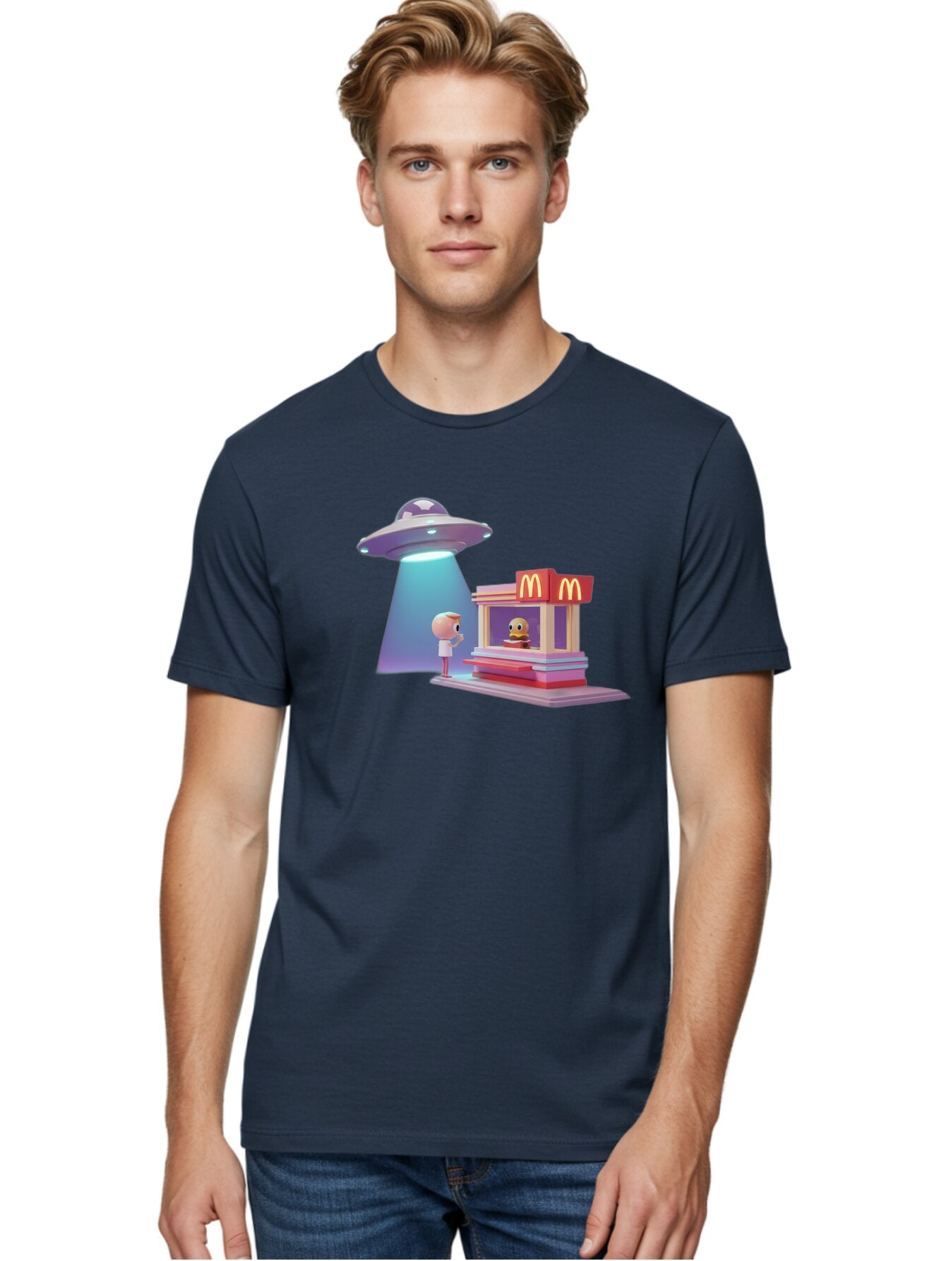 Mcdonald-S-Ufo Men'S Graphic Tee, 100% Cotton, Comfortable Casual Summer Wear, Machine Washable, Vintage Camera, Old Camera, Antique Camera, Black Camera, Classic Photography, Photography Equipment, Nostalgic Device, Film Camera, Camera Art Bar130 20