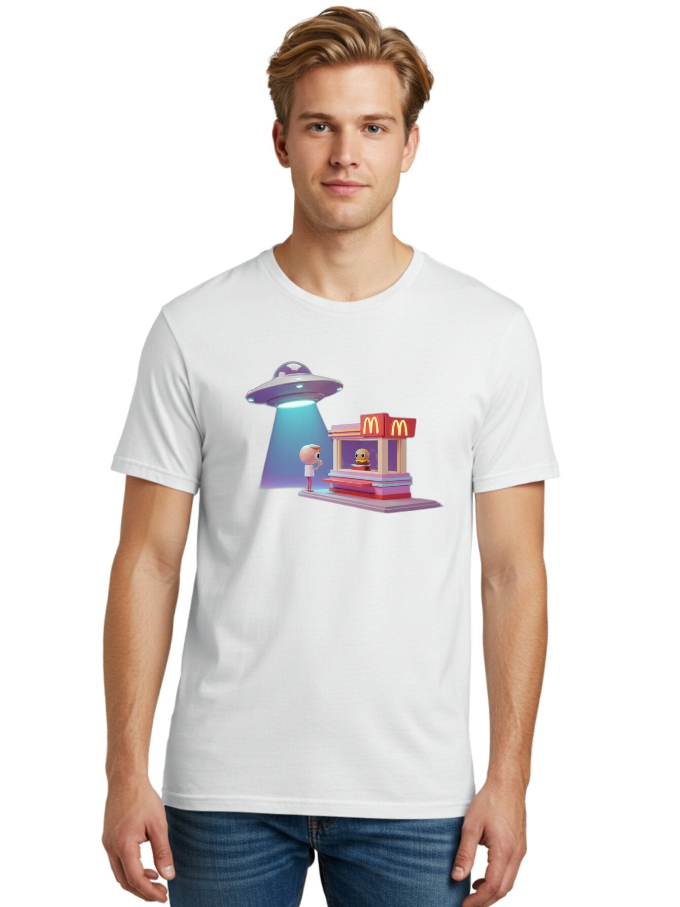 Mcdonald-S-Ufo Men'S Graphic Tee, 100% Cotton, Comfortable Casual Summer Wear, Machine Washable, Vintage Camera, Old Camera, Antique Camera, Black Camera, Classic Photography, Photography Equipment, Nostalgic Device, Film Camera, Camera Art Bar130 18