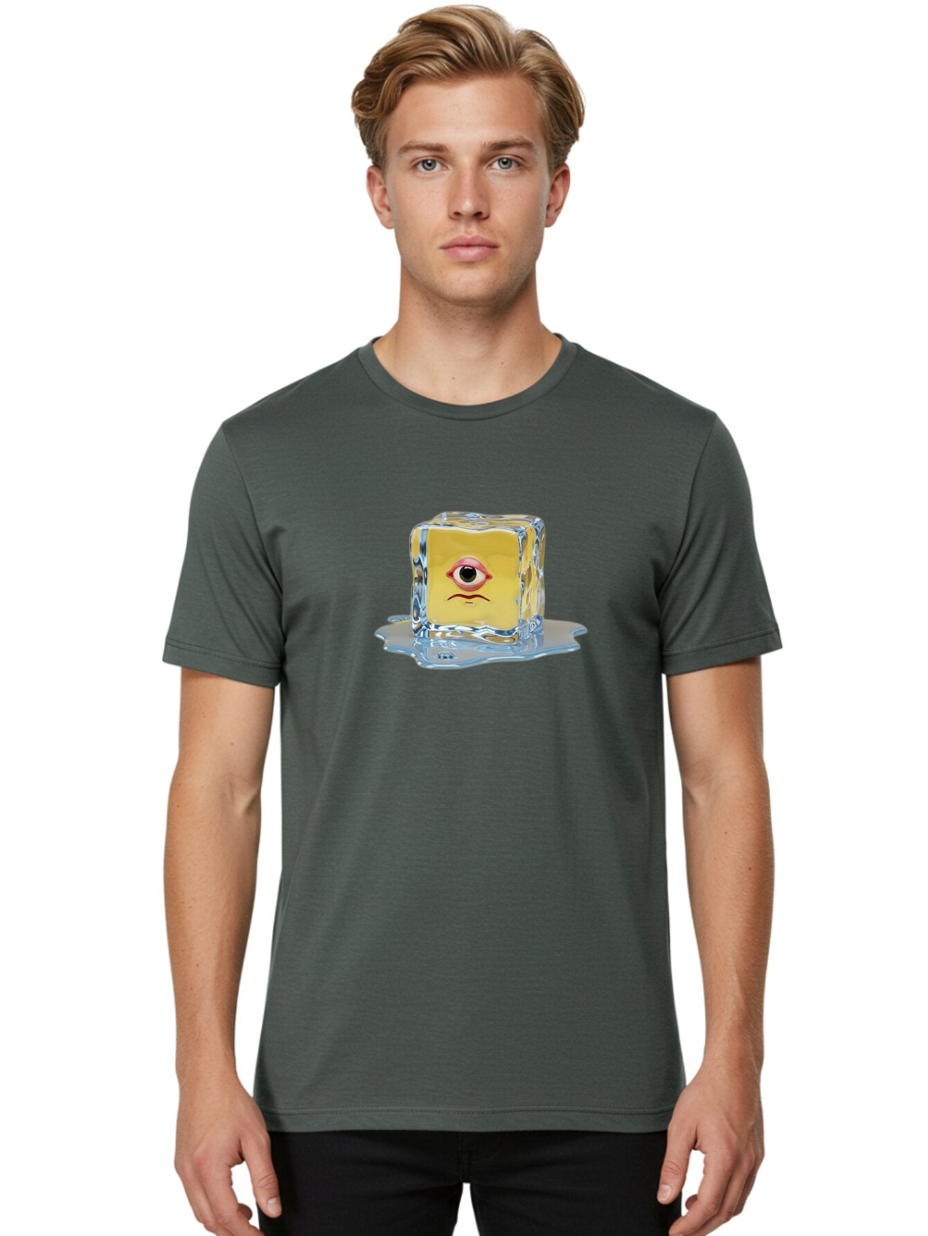 Melting-Ice-Cube-With-Eye Men'S Graphic Tee, 100% Cotton, Comfortable Casual Summer Wear, Machine Washable, Vintage Camera, Old Camera, Antique Camera, Black Camera, Classic Photography, Photography Equipment, Nostalgic Device, Film Camera, Bar138 18
