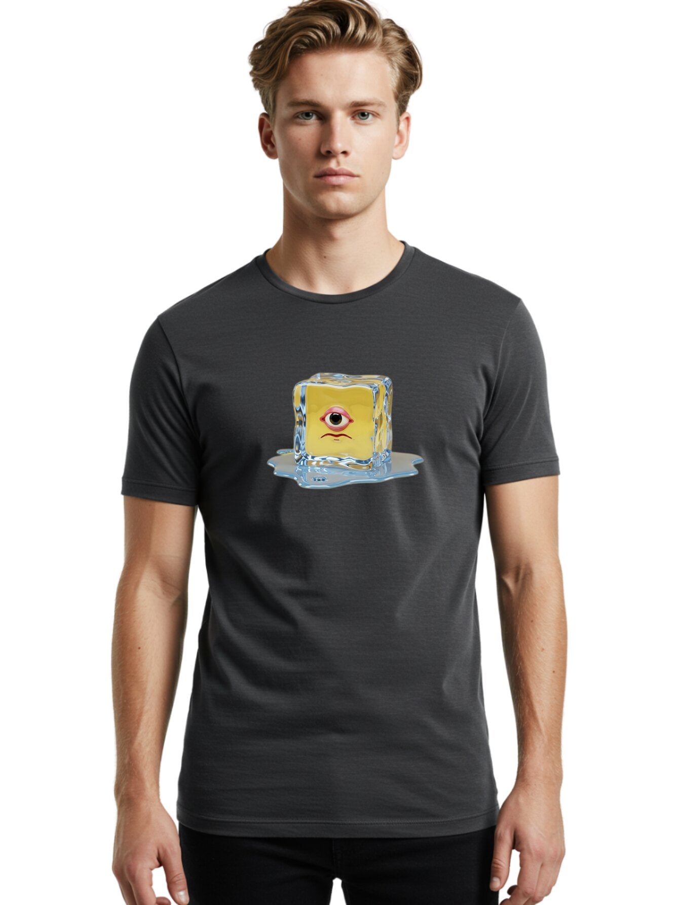 Melting-Ice-Cube-With-Eye Men'S Graphic Tee, 100% Cotton, Comfortable Casual Summer Wear, Machine Washable, Vintage Camera, Old Camera, Antique Camera, Black Camera, Classic Photography, Photography Equipment, Nostalgic Device, Film Camera, Bar138 20