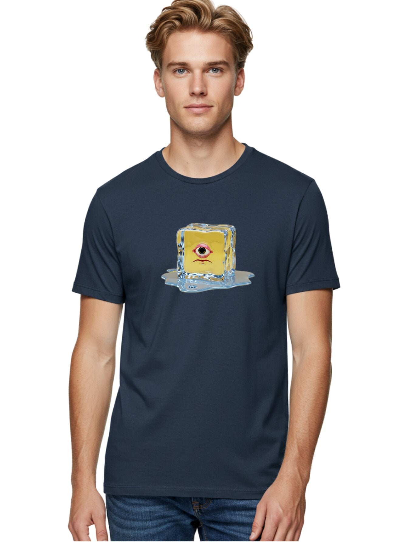 Melting-Ice-Cube-With-Eye Men'S Graphic Tee, 100% Cotton, Comfortable Casual Summer Wear, Machine Washable, Vintage Camera, Old Camera, Antique Camera, Black Camera, Classic Photography, Photography Equipment, Nostalgic Device, Film Camera, Bar138 23