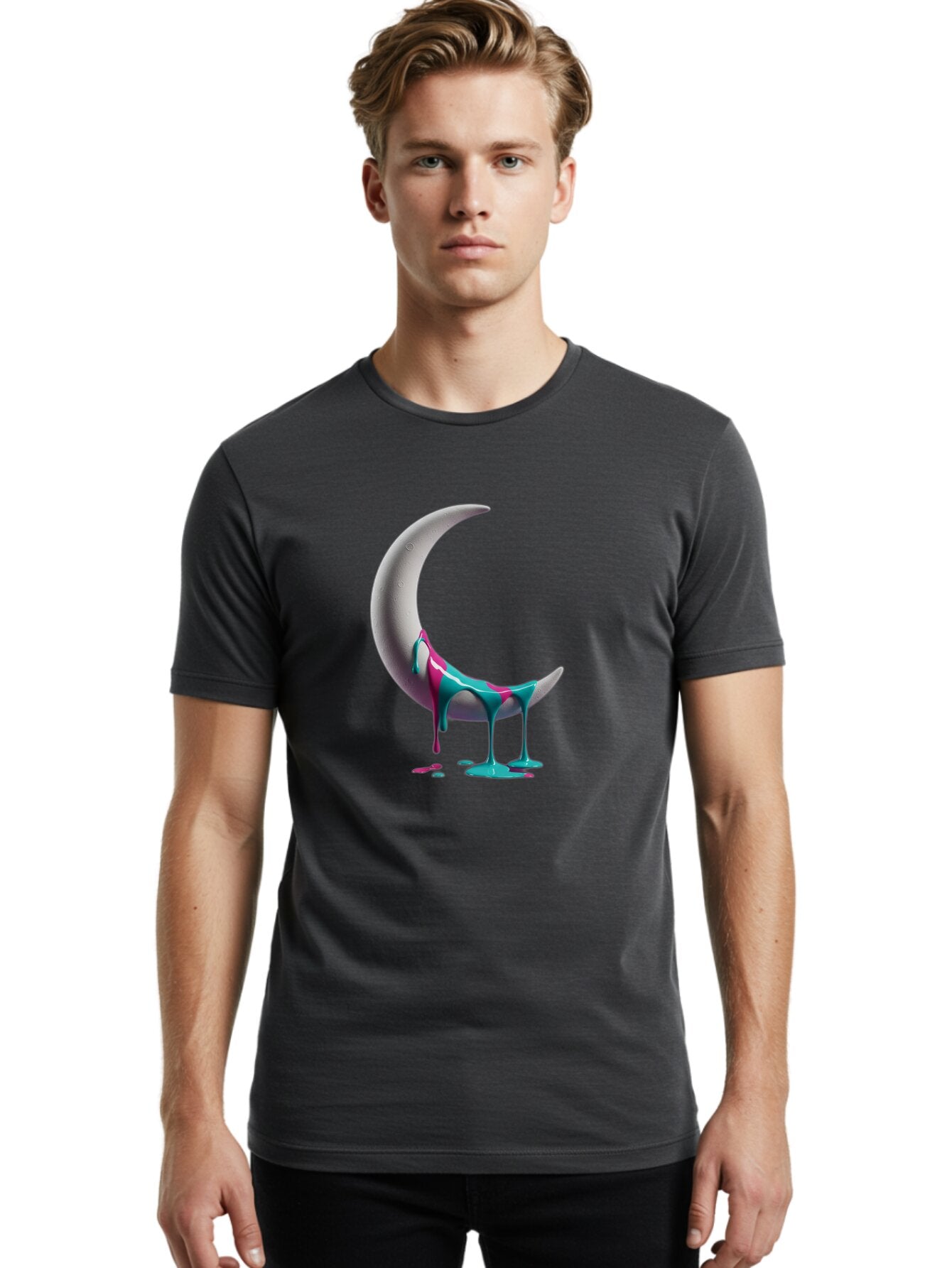 Melting-Moon-1 Men'S Graphic Tee, 100% Cotton, Comfortable Casual Summer Wear, Machine Washable, Vintage Camera, Old Camera, Antique Camera, Black Camera, Classic Photography, Photography Equipment, Nostalgic Device, Film Camera, Camera Art Bar141 25