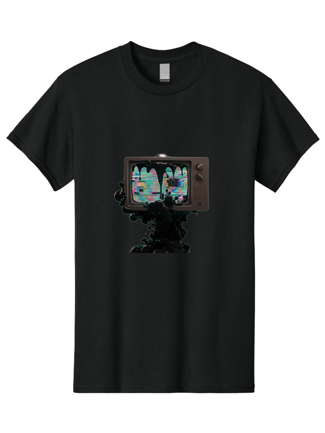 Melting-Tv-1 Men'S Graphic Tee, 100% Cotton, Comfortable Casual Summer Wear, Machine Washable, Vintage Camera, Old Camera, Antique Camera, Black Camera, Classic Photography, Photography Equipment, Nostalgic Device, Film Camera, Camera Art Bar145 2