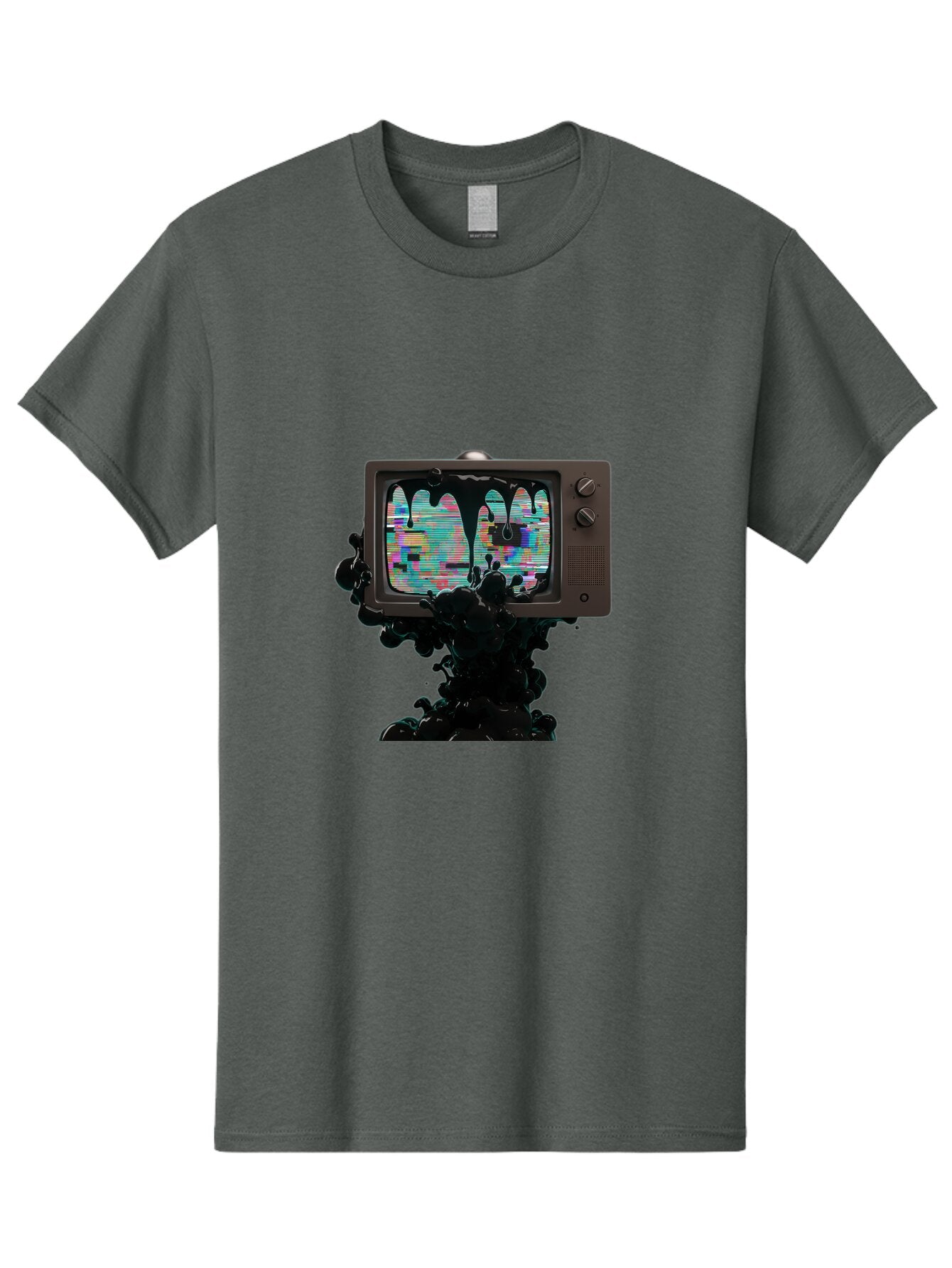 Melting-Tv-1 Men'S Graphic Tee, 100% Cotton, Comfortable Casual Summer Wear, Machine Washable, Vintage Camera, Old Camera, Antique Camera, Black Camera, Classic Photography, Photography Equipment, Nostalgic Device, Film Camera, Camera Art Bar145 12