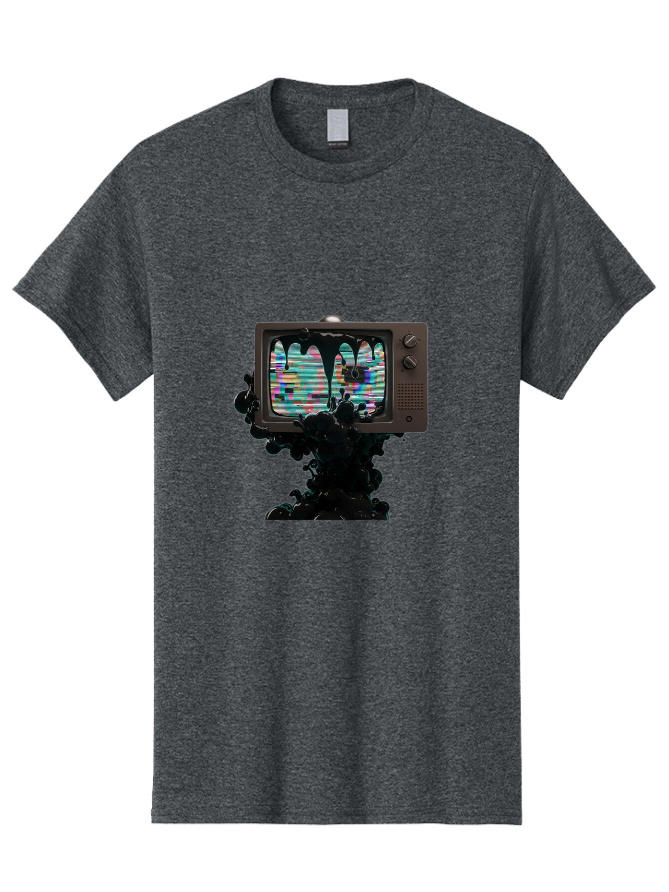 Melting-Tv-1 Men'S Graphic Tee, 100% Cotton, Comfortable Casual Summer Wear, Machine Washable, Vintage Camera, Old Camera, Antique Camera, Black Camera, Classic Photography, Photography Equipment, Nostalgic Device, Film Camera, Camera Art Bar145 7