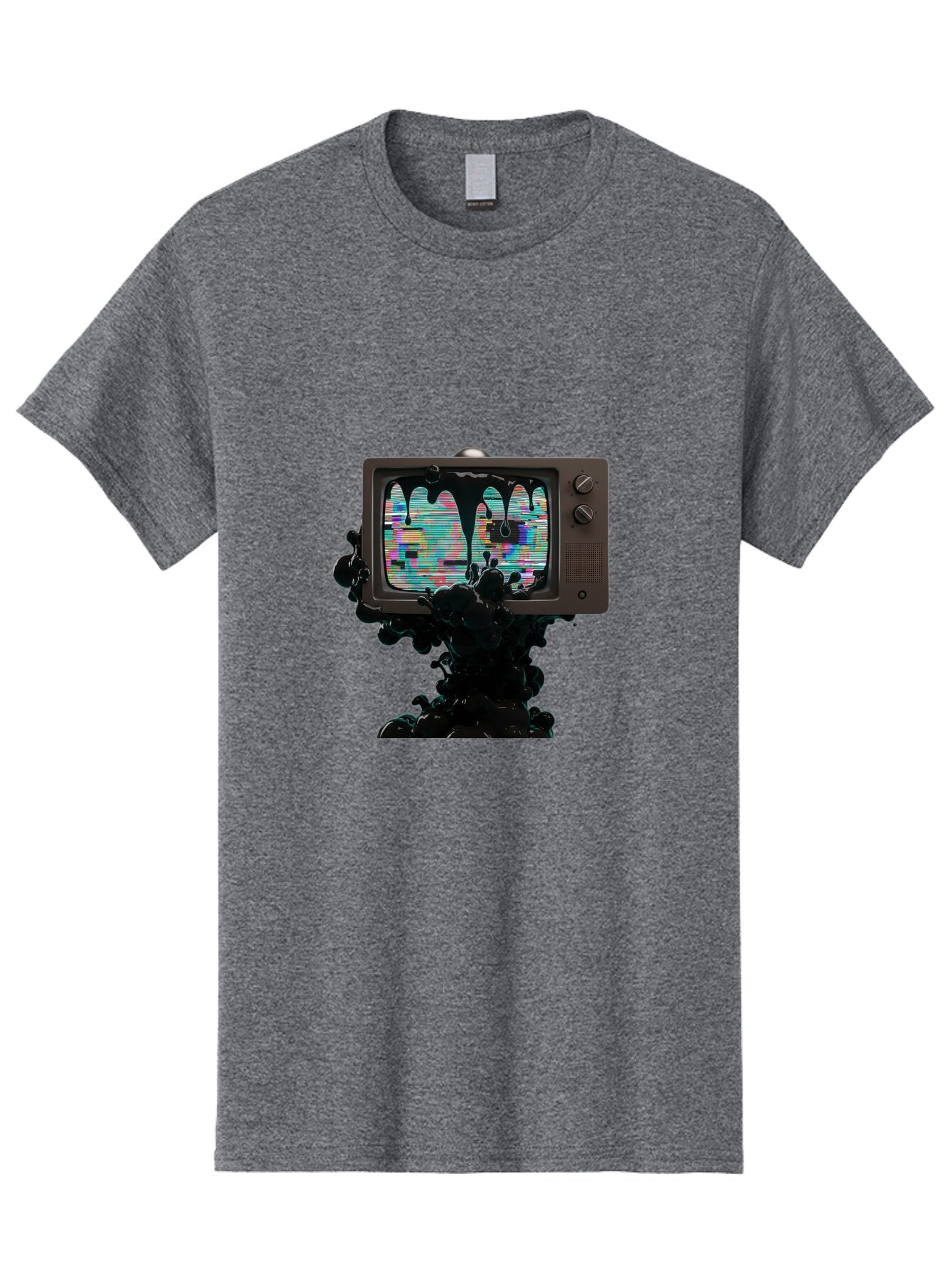 Melting-Tv-1 Men'S Graphic Tee, 100% Cotton, Comfortable Casual Summer Wear, Machine Washable, Vintage Camera, Old Camera, Antique Camera, Black Camera, Classic Photography, Photography Equipment, Nostalgic Device, Film Camera, Camera Art Bar145 4