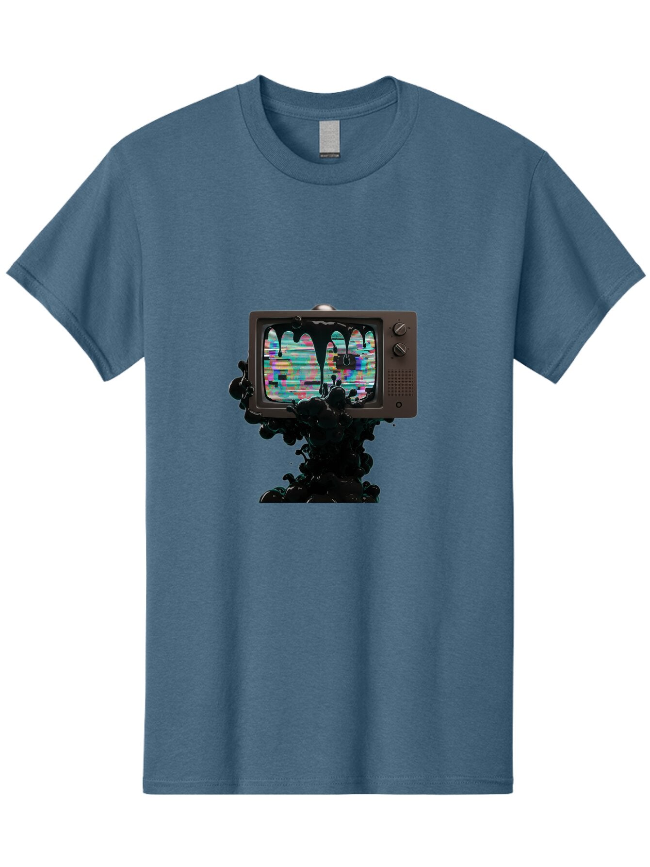 Melting-Tv-1 Men'S Graphic Tee, 100% Cotton, Comfortable Casual Summer Wear, Machine Washable, Vintage Camera, Old Camera, Antique Camera, Black Camera, Classic Photography, Photography Equipment, Nostalgic Device, Film Camera, Camera Art Bar145 11