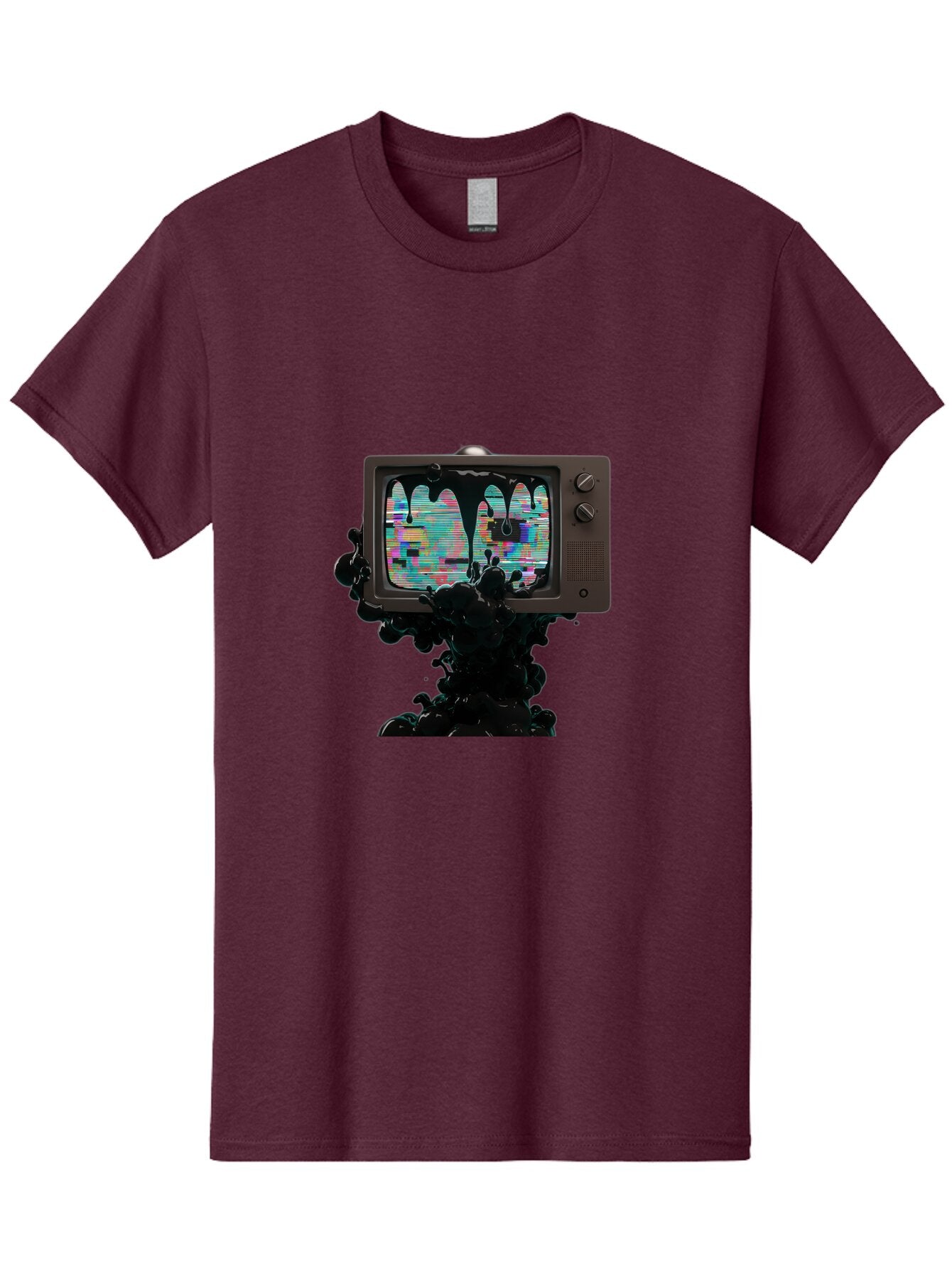 Melting-Tv-1 Men'S Graphic Tee, 100% Cotton, Comfortable Casual Summer Wear, Machine Washable, Vintage Camera, Old Camera, Antique Camera, Black Camera, Classic Photography, Photography Equipment, Nostalgic Device, Film Camera, Camera Art Bar145 3
