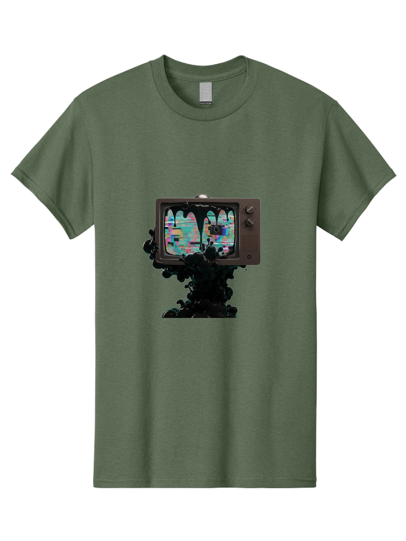 Melting-Tv-1 Men'S Graphic Tee, 100% Cotton, Comfortable Casual Summer Wear, Machine Washable, Vintage Camera, Old Camera, Antique Camera, Black Camera, Classic Photography, Photography Equipment, Nostalgic Device, Film Camera, Camera Art Bar145 14