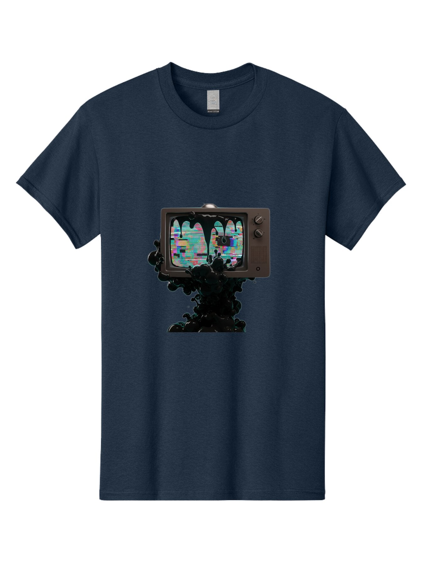 Melting-Tv-1 Men'S Graphic Tee, 100% Cotton, Comfortable Casual Summer Wear, Machine Washable, Vintage Camera, Old Camera, Antique Camera, Black Camera, Classic Photography, Photography Equipment, Nostalgic Device, Film Camera, Camera Art Bar145 5
