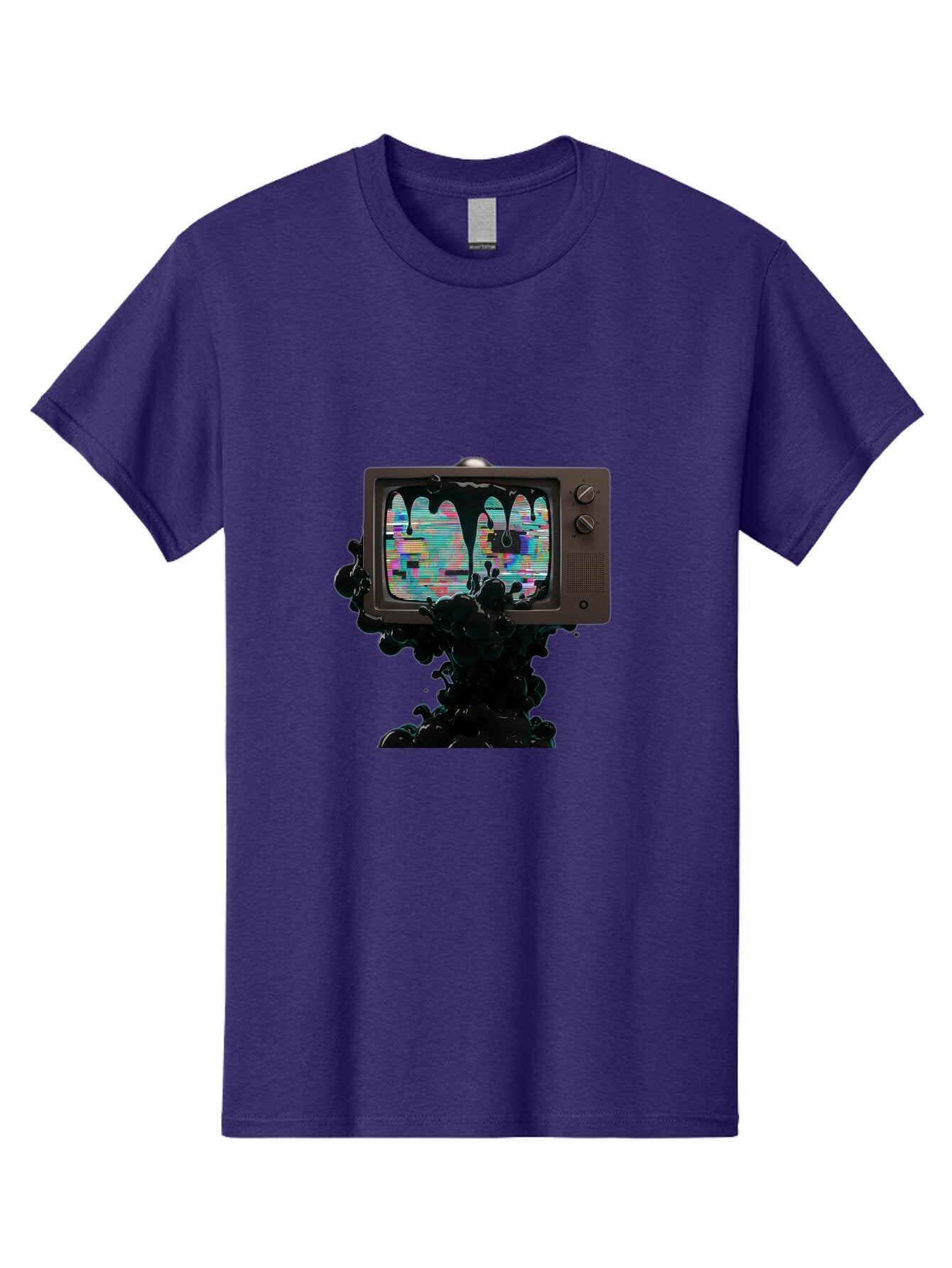 Melting-Tv-1 Men'S Graphic Tee, 100% Cotton, Comfortable Casual Summer Wear, Machine Washable, Vintage Camera, Old Camera, Antique Camera, Black Camera, Classic Photography, Photography Equipment, Nostalgic Device, Film Camera, Camera Art Bar145 15