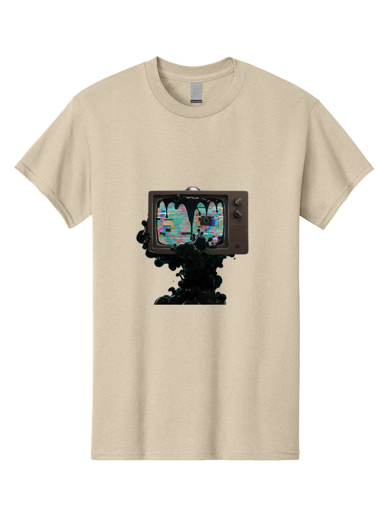 Melting-Tv-1 Men'S Graphic Tee, 100% Cotton, Comfortable Casual Summer Wear, Machine Washable, Vintage Camera, Old Camera, Antique Camera, Black Camera, Classic Photography, Photography Equipment, Nostalgic Device, Film Camera, Camera Art Bar145 10