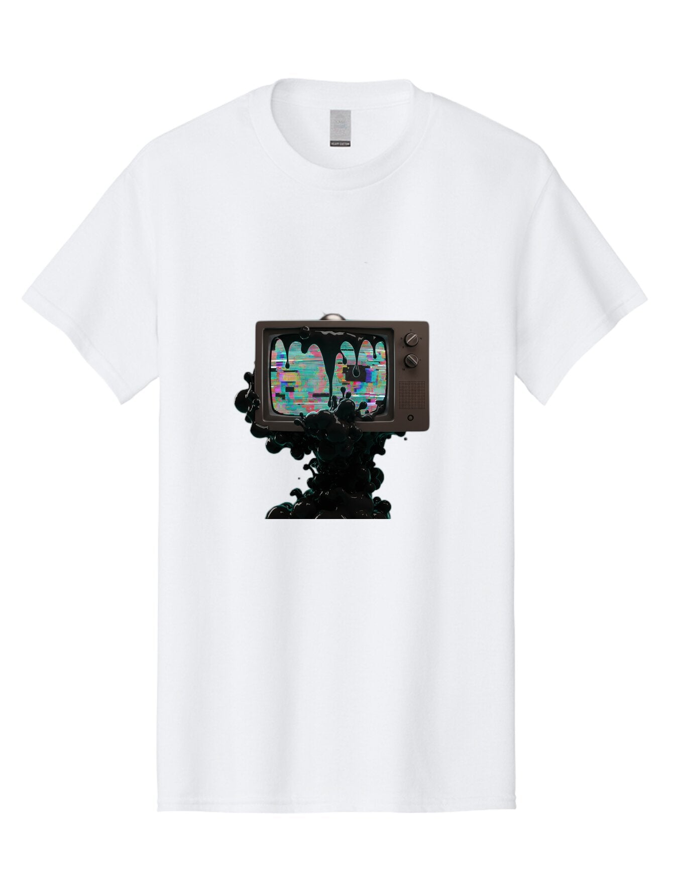 Melting-Tv-1 Men'S Graphic Tee, 100% Cotton, Comfortable Casual Summer Wear, Machine Washable, Vintage Camera, Old Camera, Antique Camera, Black Camera, Classic Photography, Photography Equipment, Nostalgic Device, Film Camera, Camera Art Bar145 6
