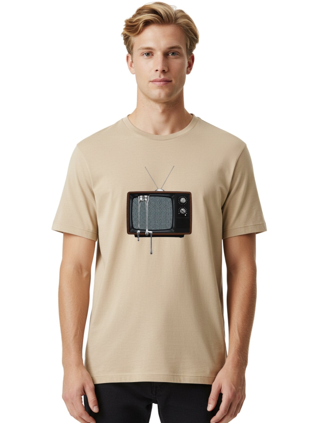 Melting-Tv Men'S Graphic Tee, 100% Cotton, Comfortable Casual Summer Wear, Machine Washable, Vintage Camera, Old Camera, Antique Camera, Black Camera, Classic Photography, Photography Equipment, Nostalgic Device, Film Camera, Camera Art Bar146 19