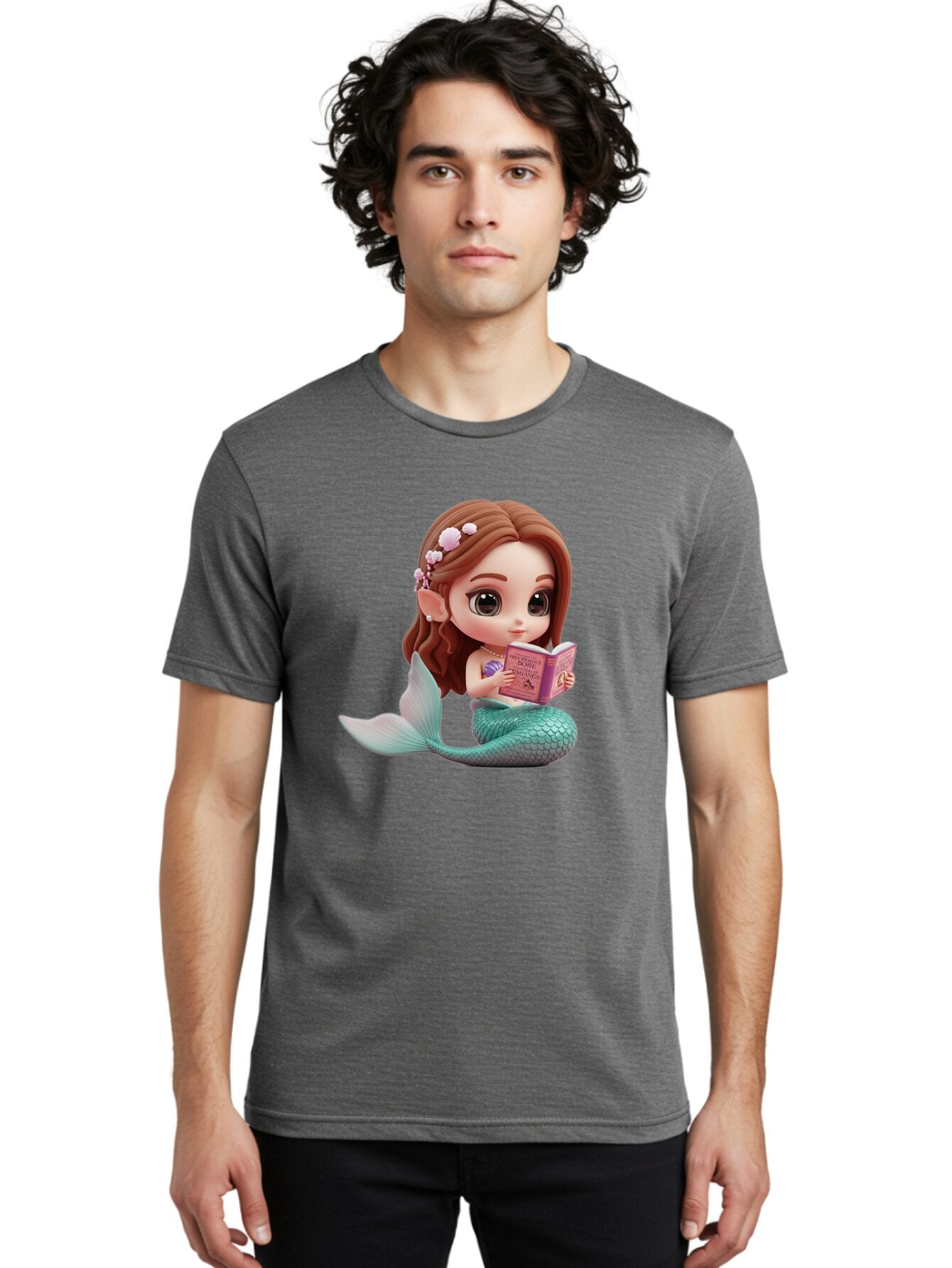 Mermaid-Reading-1 Men'S Graphic Tee, 100% Cotton, Comfortable Casual Summer Wear, Machine Washable, Vintage Camera, Old Camera, Antique Camera, Black Camera, Classic Photography, Photography Equipment, Nostalgic Device, Film Camera, Camera Art Bar148 28