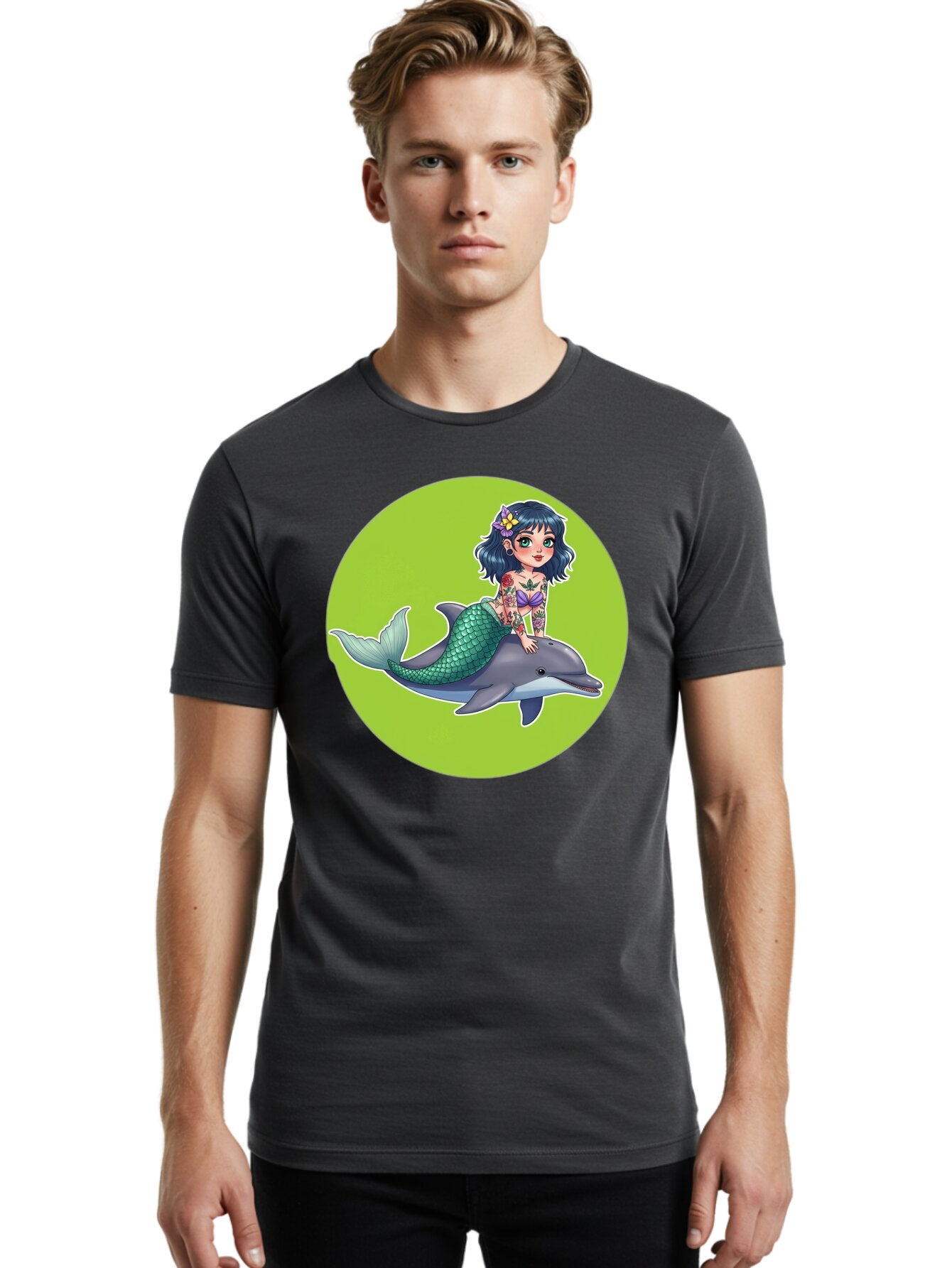 Mermaid-Riding-Dolphin Men'S Graphic Tee, 100% Cotton, Comfortable Casual Summer Wear, Machine Washable, Vintage Camera, Old Camera, Antique Camera, Black Camera, Classic Photography, Photography Equipment, Nostalgic Device, Film Camera, Bar150 20