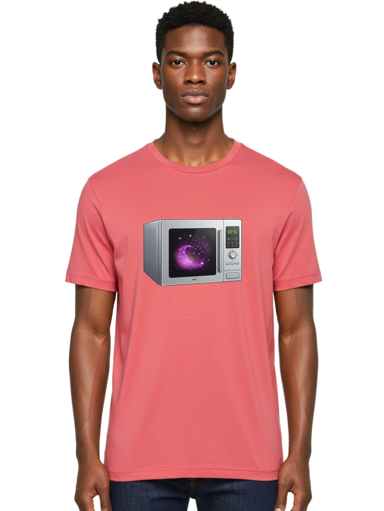 Microwave-With-Galaxy Men'S Graphic Tee, 100% Cotton, Comfortable Casual Summer Wear, Machine Washable, Vintage Camera, Old Camera, Antique Camera, Black Camera, Classic Photography, Photography Equipment, Nostalgic Device, Film Camera, Bar155 24