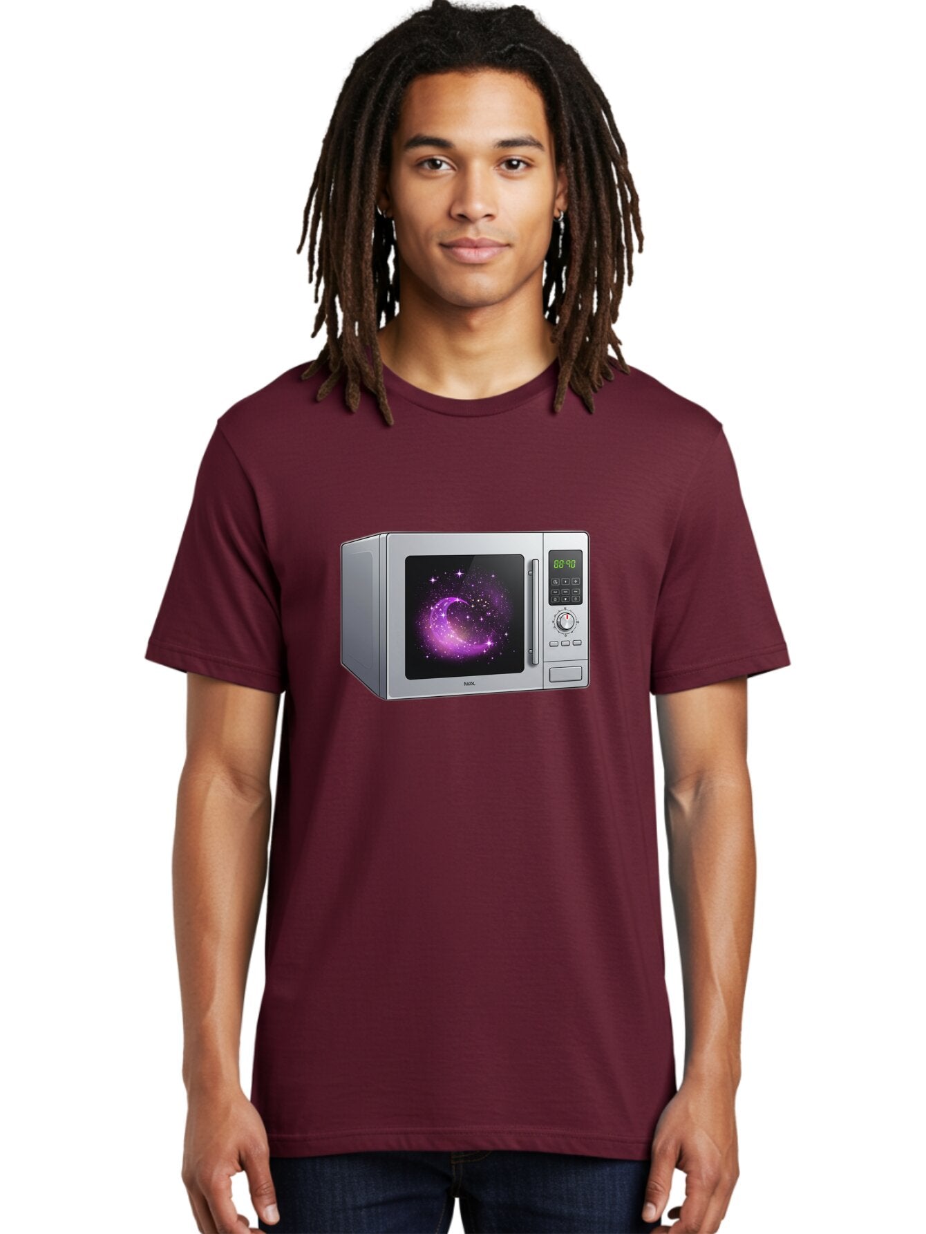 Microwave-With-Galaxy Men'S Graphic Tee, 100% Cotton, Comfortable Casual Summer Wear, Machine Washable, Vintage Camera, Old Camera, Antique Camera, Black Camera, Classic Photography, Photography Equipment, Nostalgic Device, Film Camera, Bar155 30